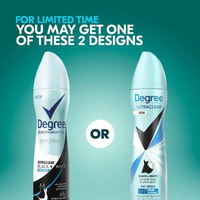 Degree Ultra Clear Black + White Pure Clean Antiperspirant & Deodorant Dry Spray 3.8oz/2ct - New - Image 6