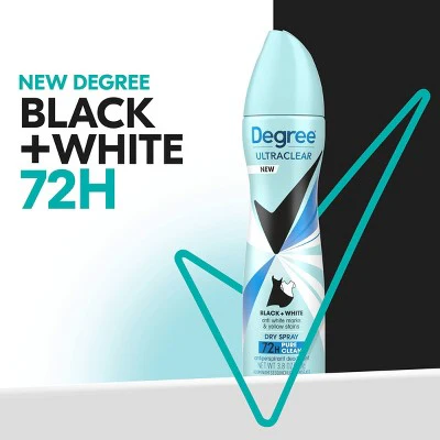 Degree Ultra Clear Black + White Pure Clean Antiperspirant & Deodorant Dry Spray 3.8oz/2ct - New - Image 7