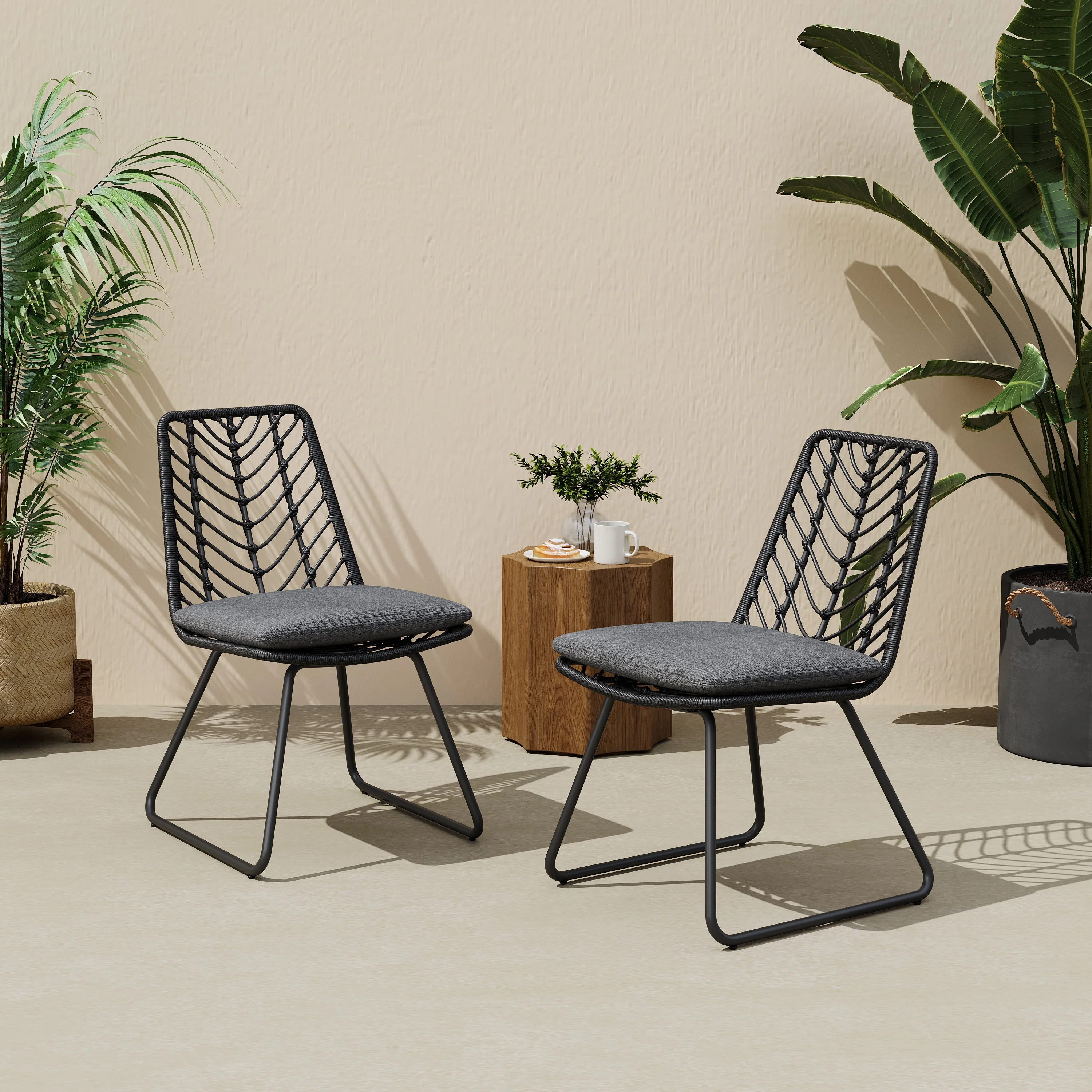 DEJA Chair 2PCS with 2 Cushions, Gray - Image 2