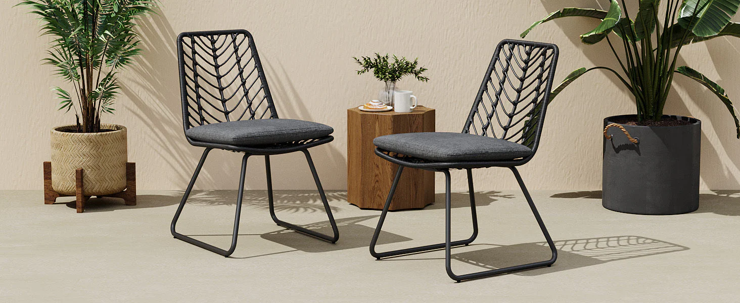 DEJA Chair 2PCS with 2 Cushions, Gray - Image 4
