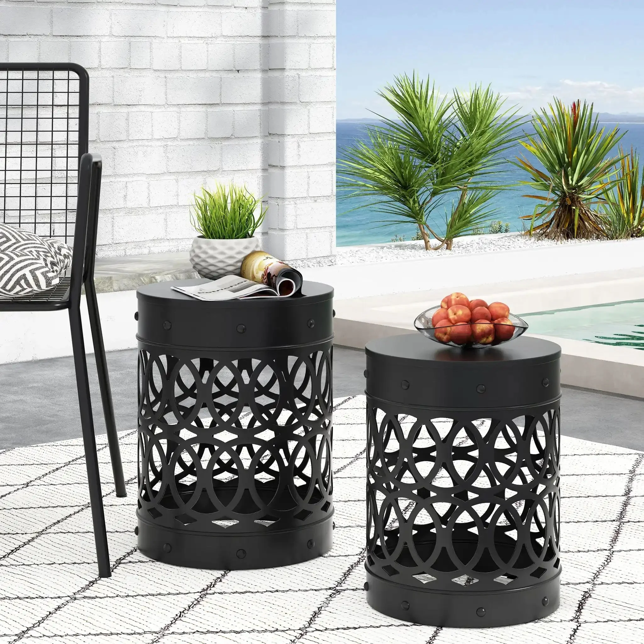 Delight - Powder Coated Iron End Table (Set of 2) - Image 4