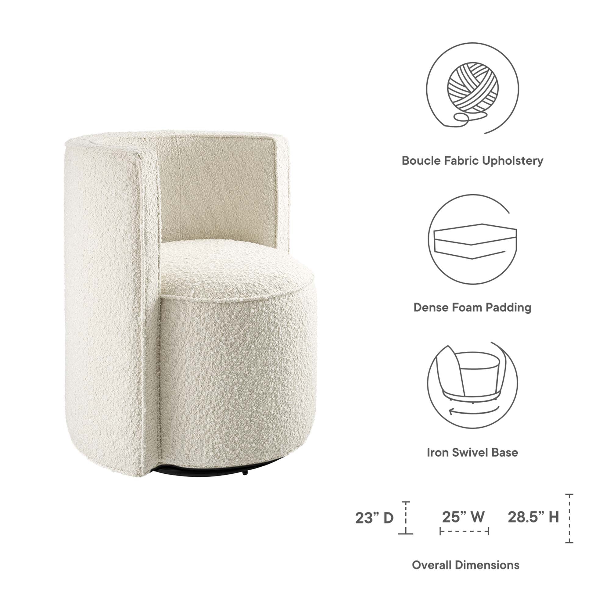 Della Boucle Fabric Swivel Chair by Modway - Image 3
