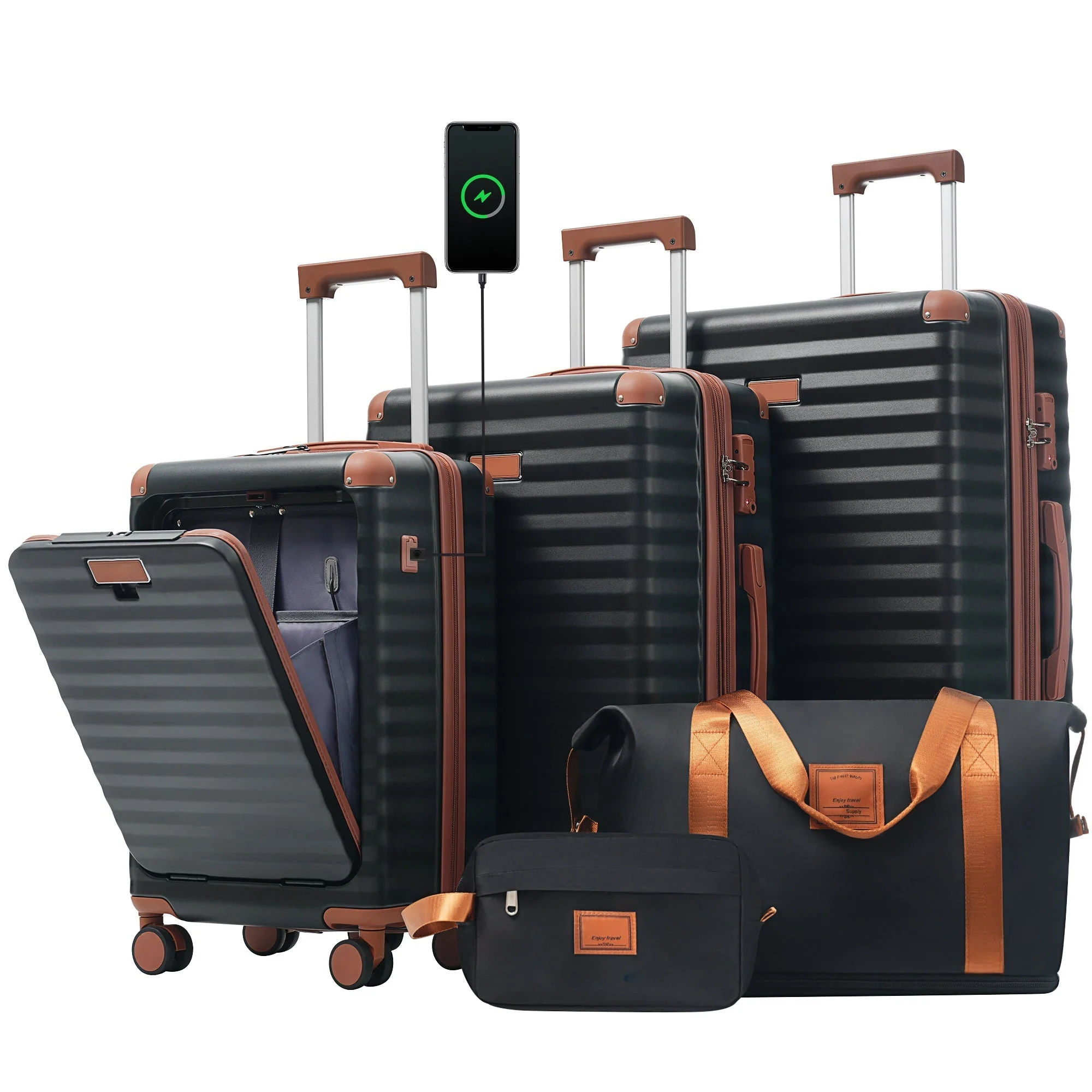 Deluxe 5-Piece Hard Side Luggage Set with USB and TSA Security - Image 21