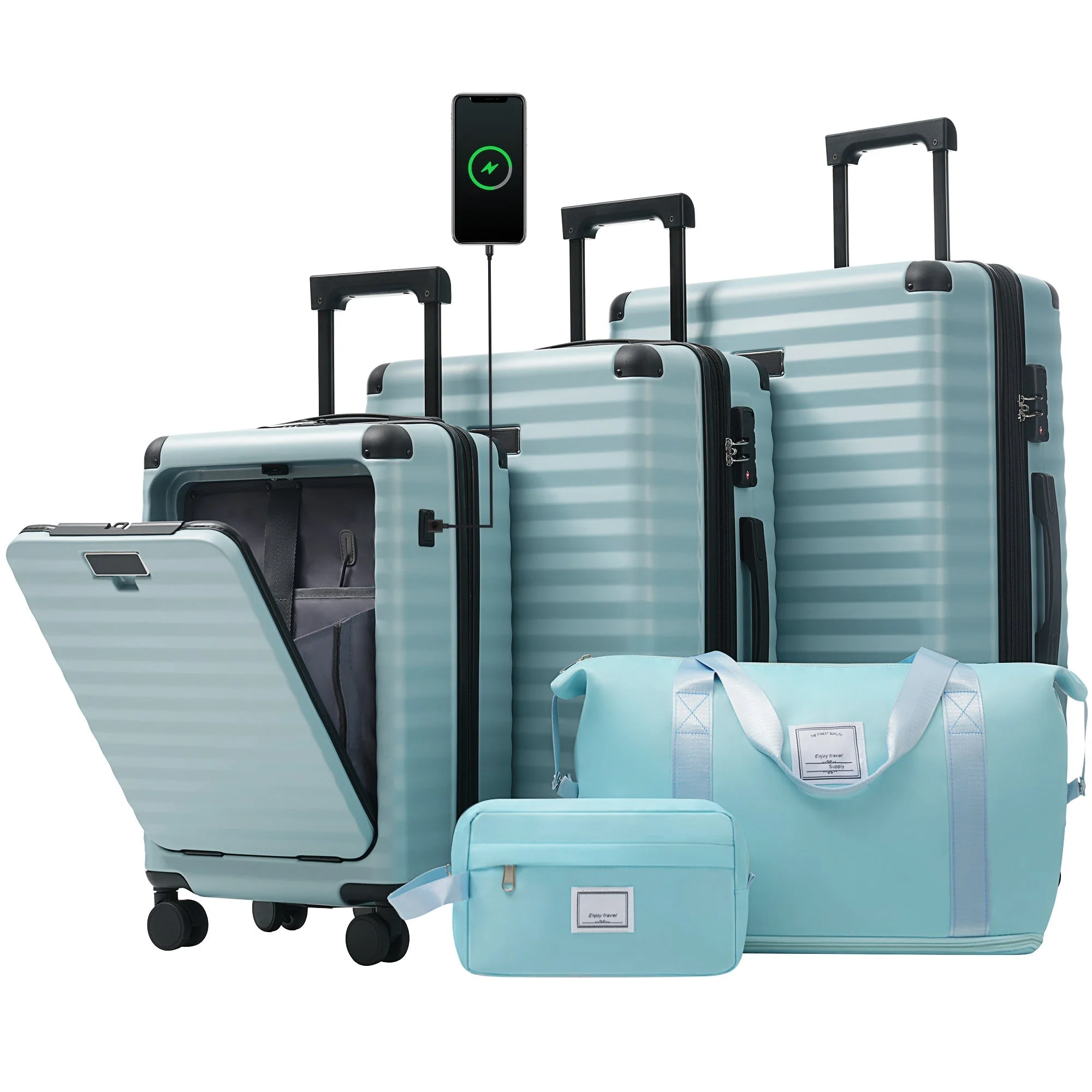 Deluxe 5-Piece Hard Side Luggage Set with USB and TSA Security - Image 24