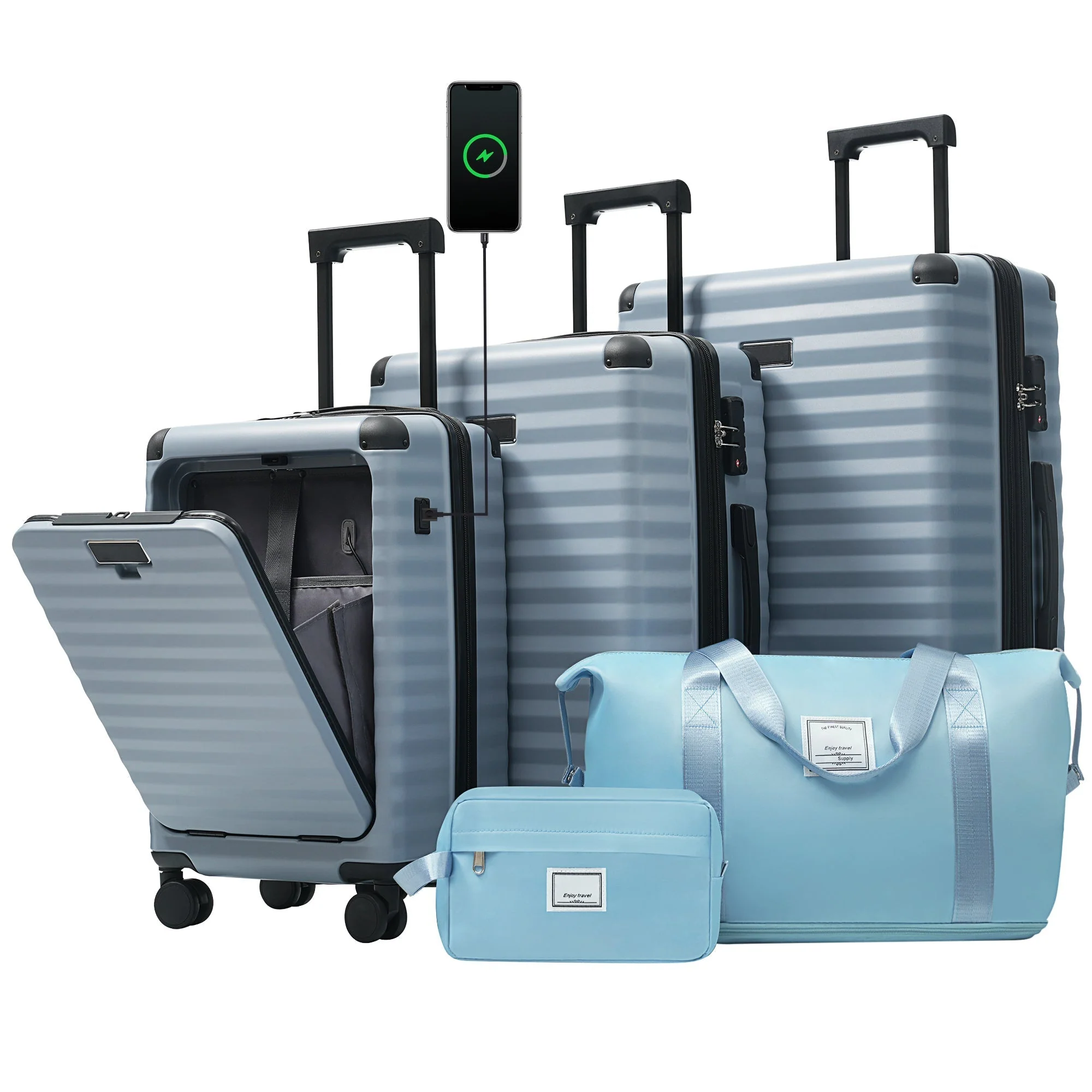 Deluxe 5-Piece Hard Side Luggage Set with USB and TSA Security - Image 25