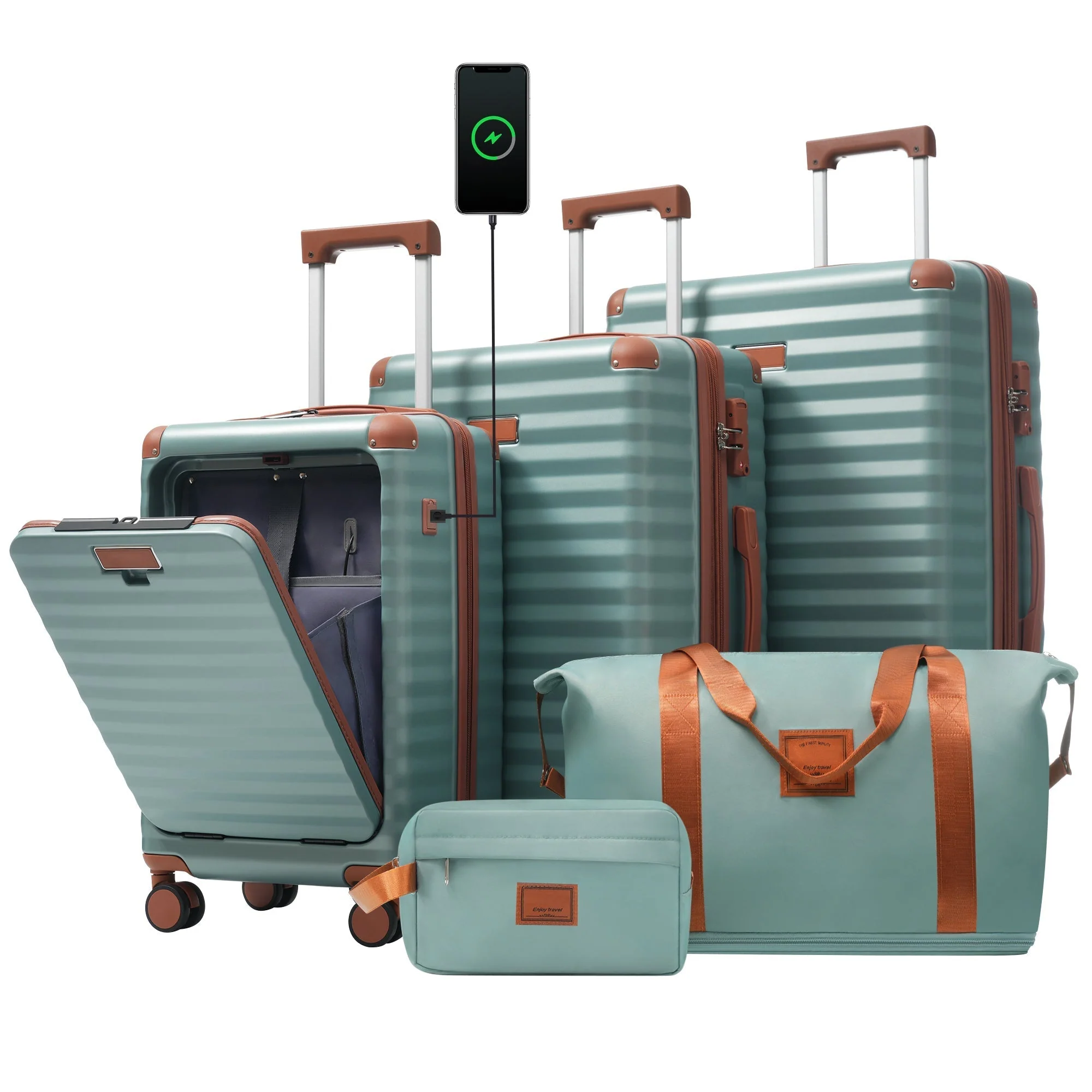 Deluxe 5-Piece Hard Side Luggage Set with USB and TSA Security - Image 26