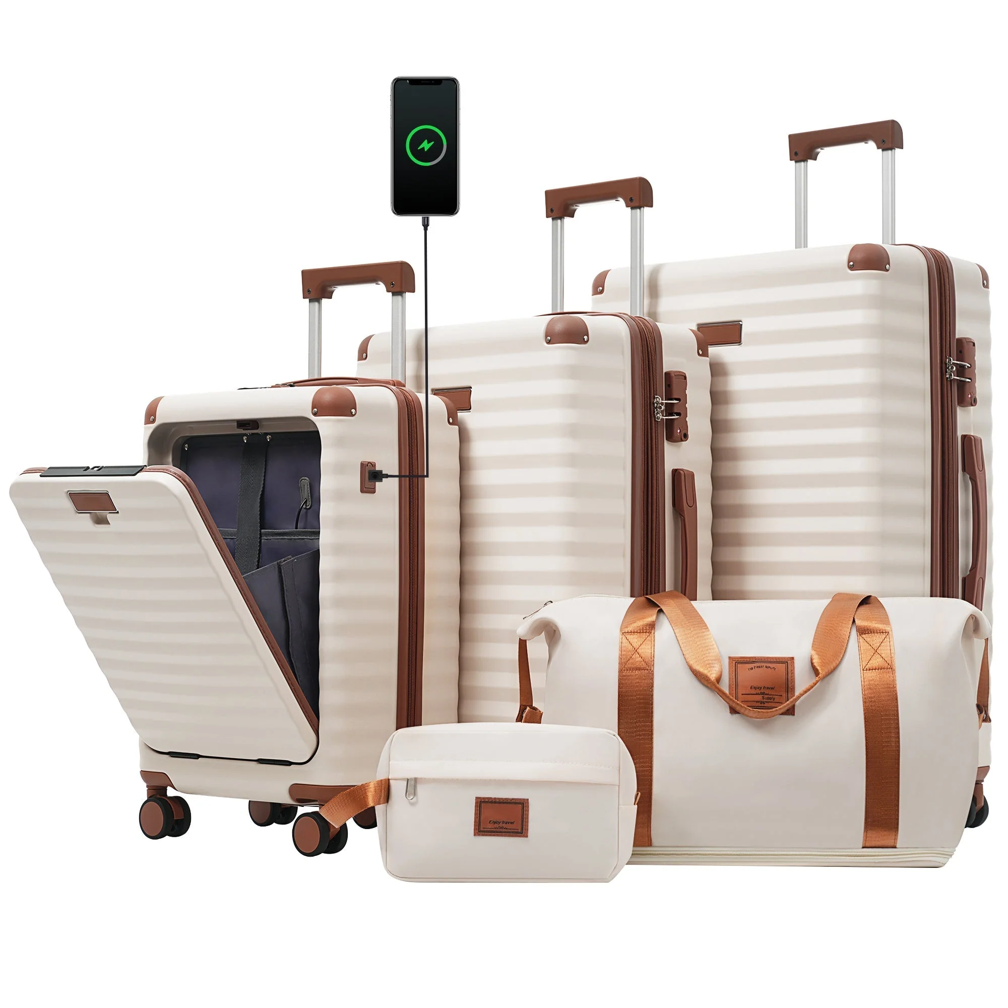 Deluxe 5-Piece Hard Side Luggage Set with USB and TSA Security - Image 27