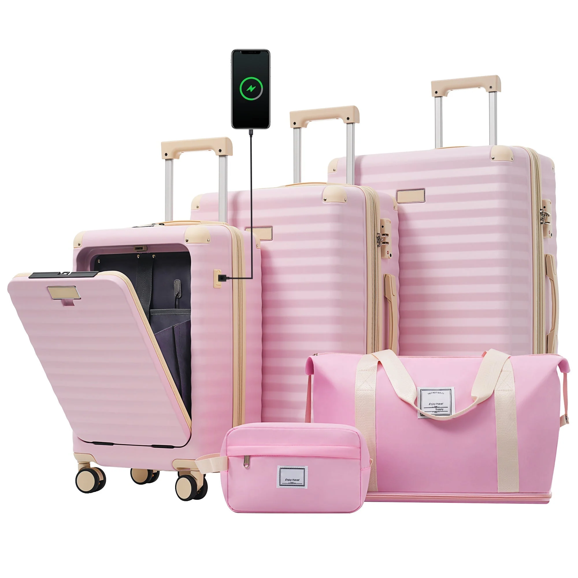 Deluxe 5-Piece Hard Side Luggage Set with USB and TSA Security - Image 29