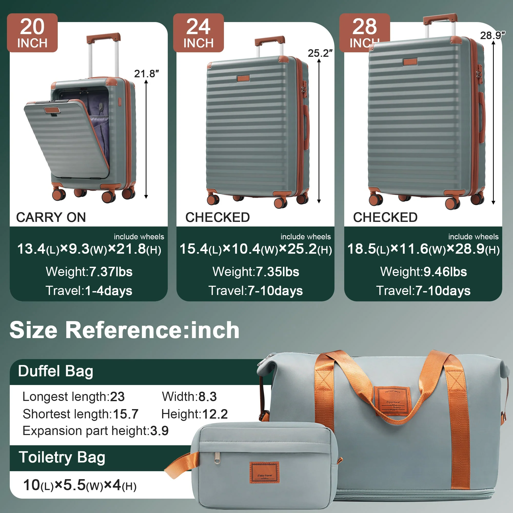 Deluxe 5-Piece Hard Side Luggage Set with USB and TSA Security - Image 8