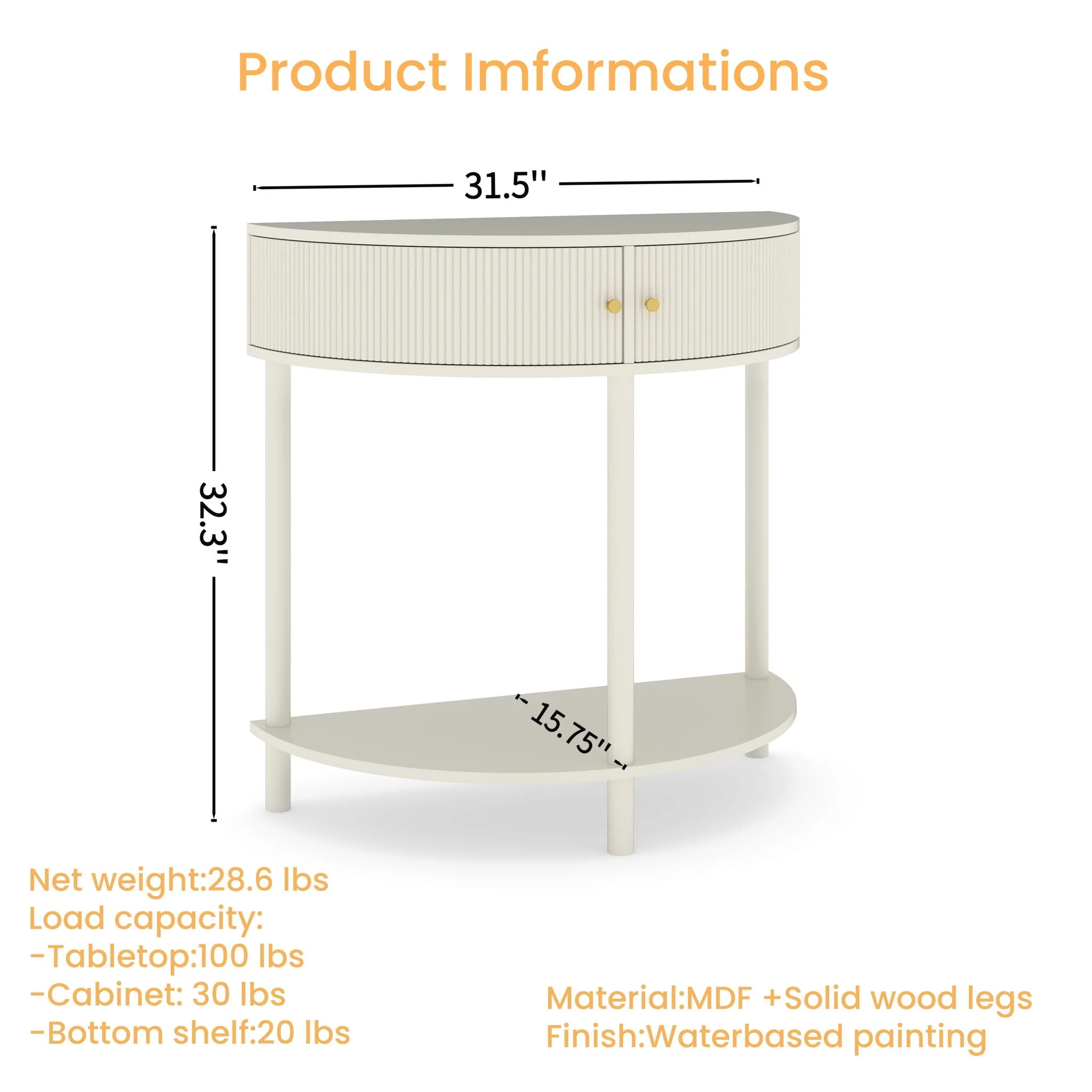 Demi Lune - Console Table With 2 Storage Drawers - Image 10
