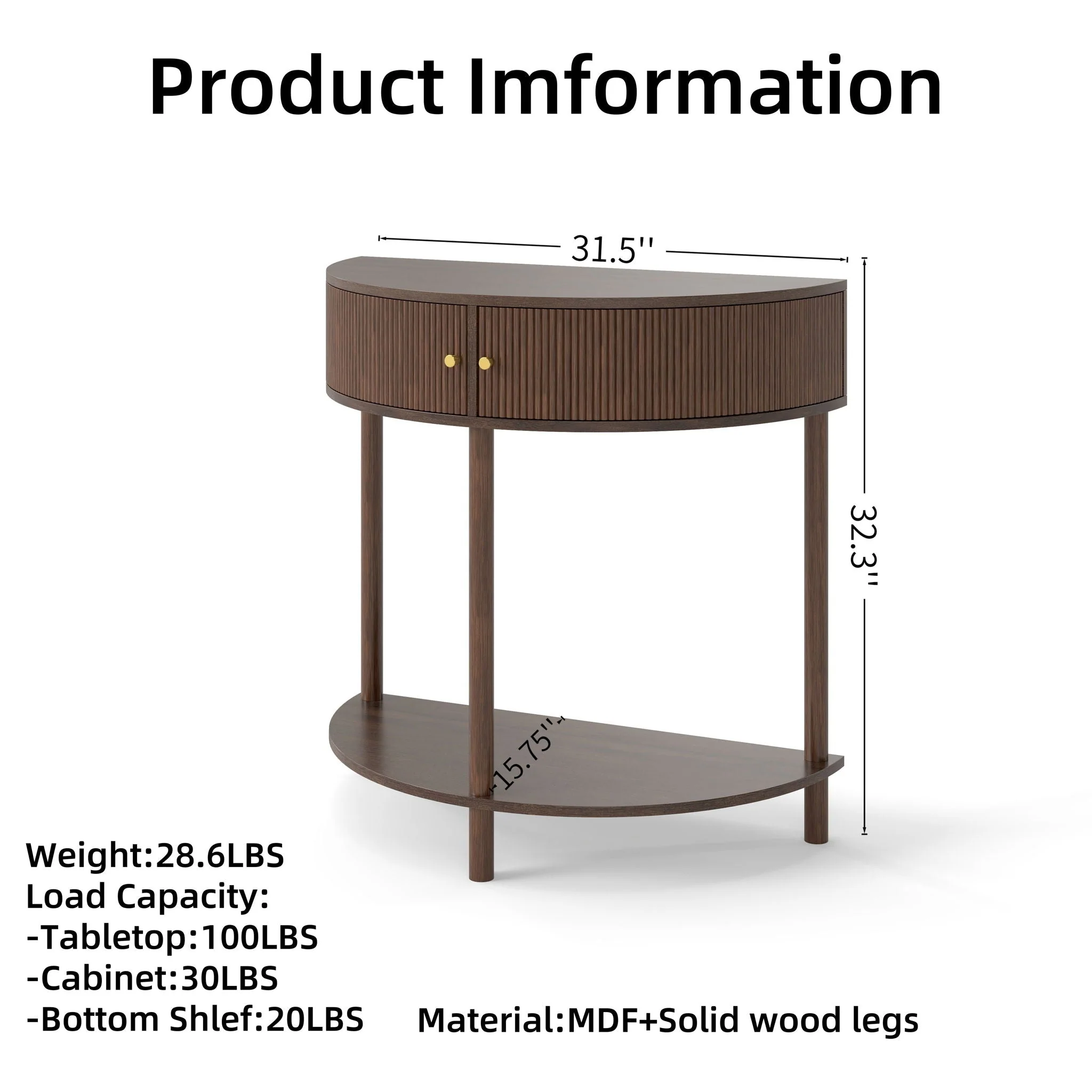 Demi Lune - Console Table With 2 Storage Drawers - Image 5