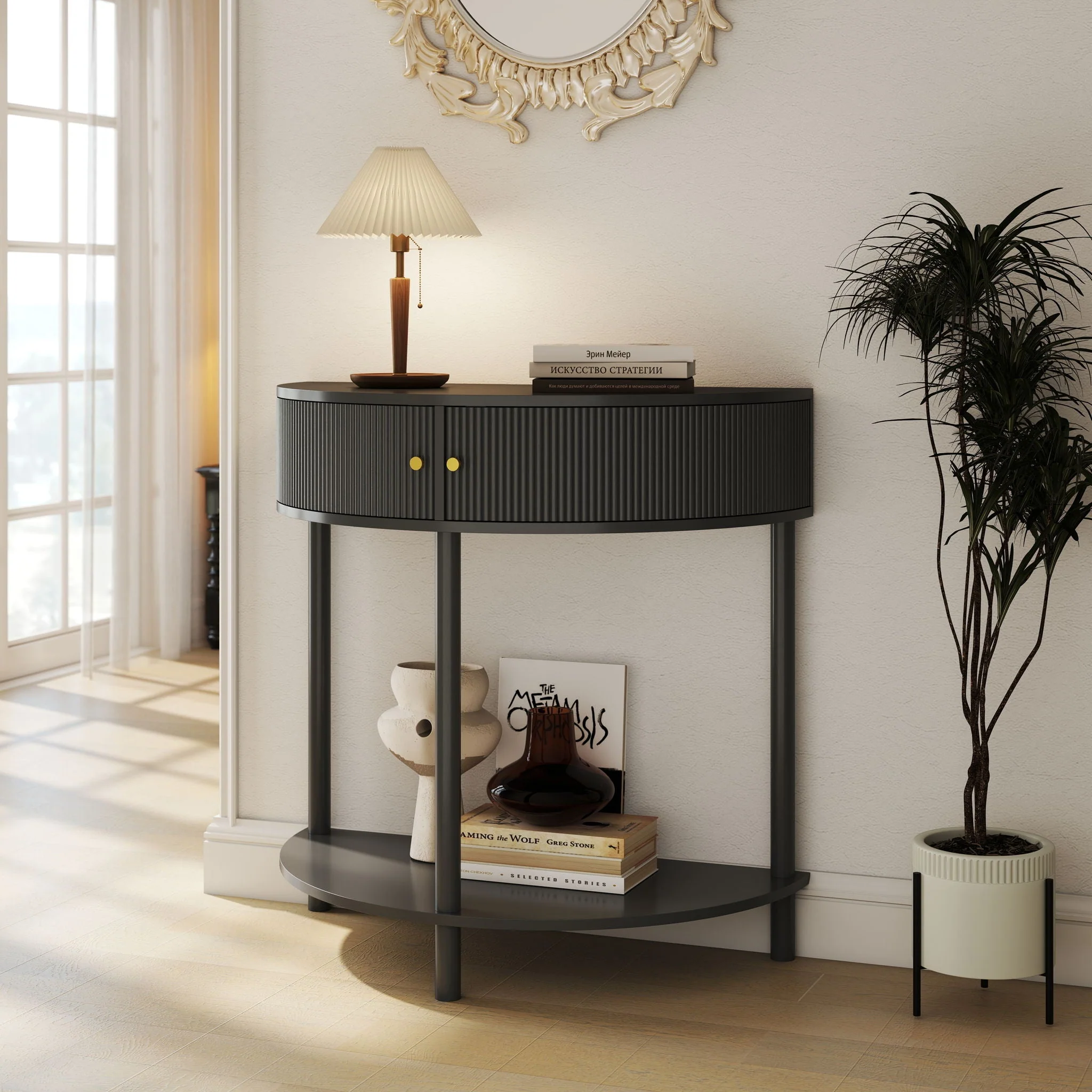 Demi Lune - Console Table With 2 Storage Drawers - Image 6