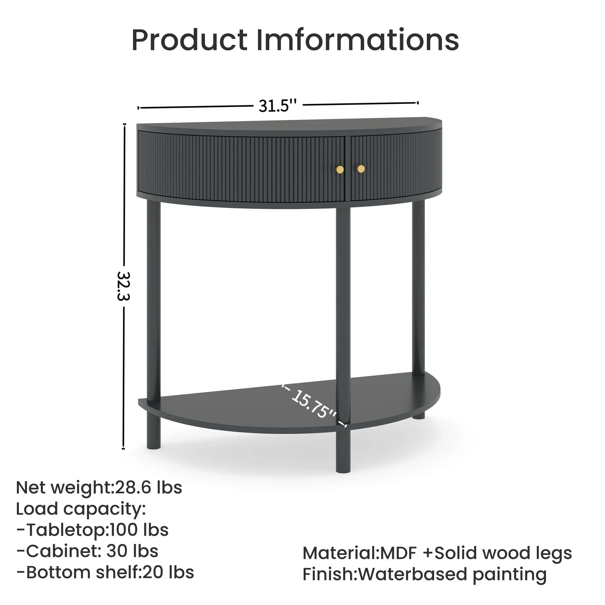 Demi Lune - Console Table With 2 Storage Drawers - Image 9