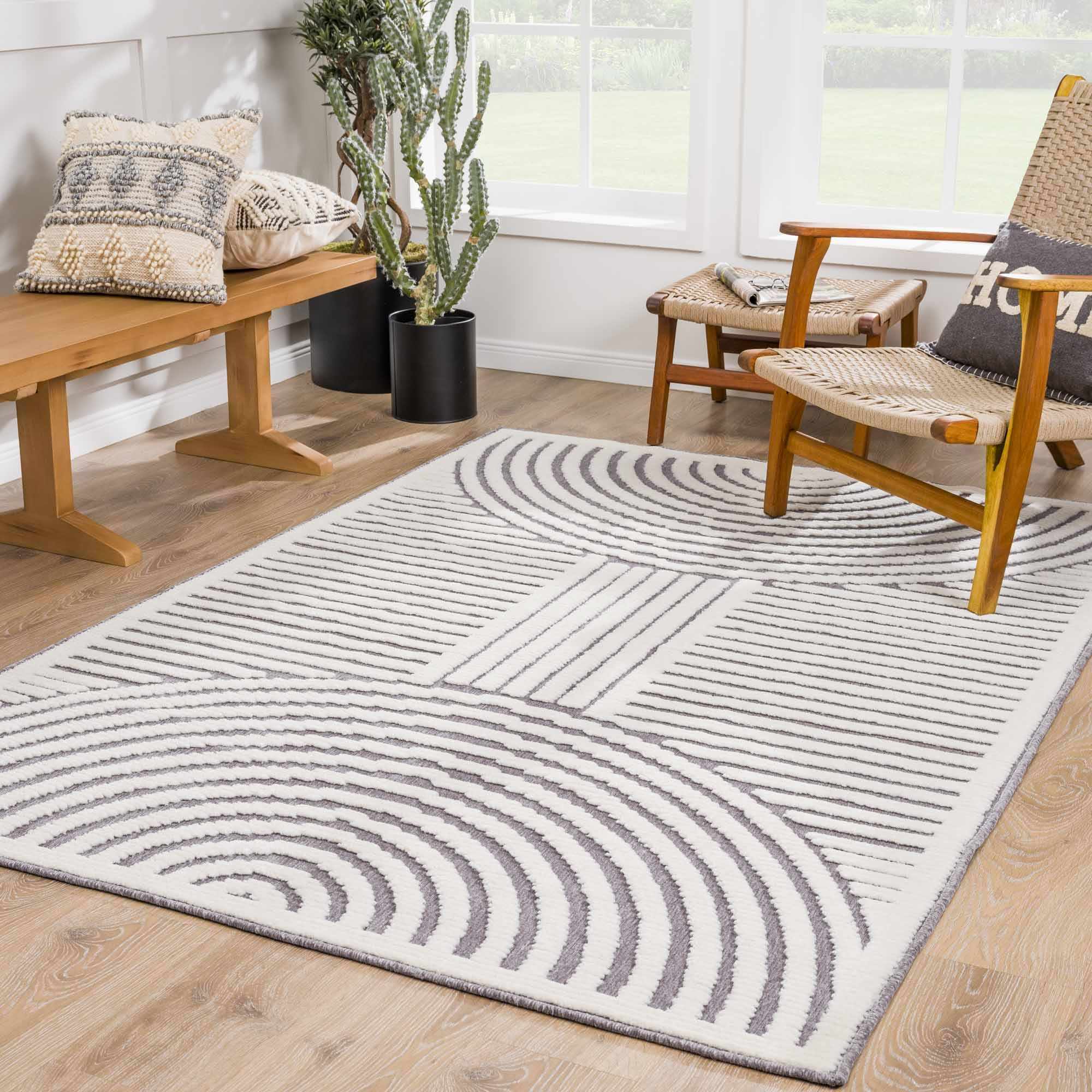 Deron Gray Rainbow Washable Rug - Image 2