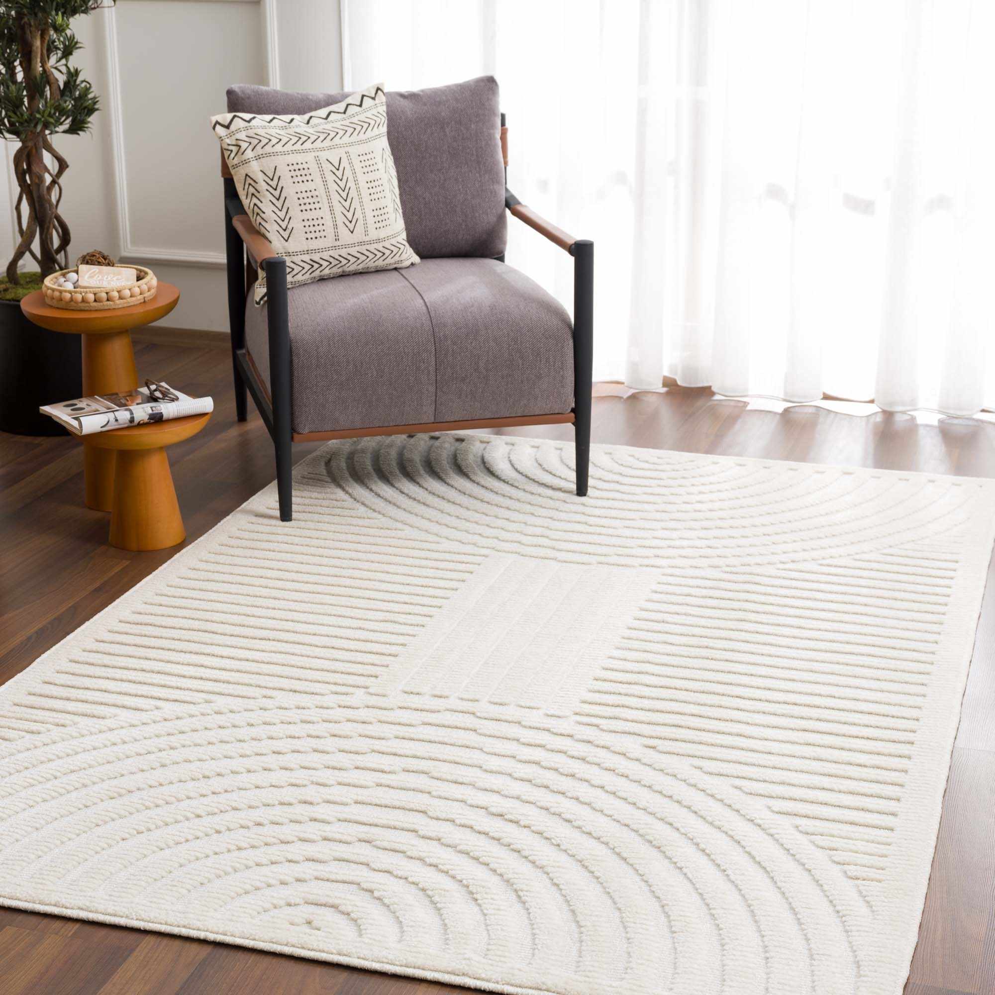 Deron White Washable 3D Rug - Image 15