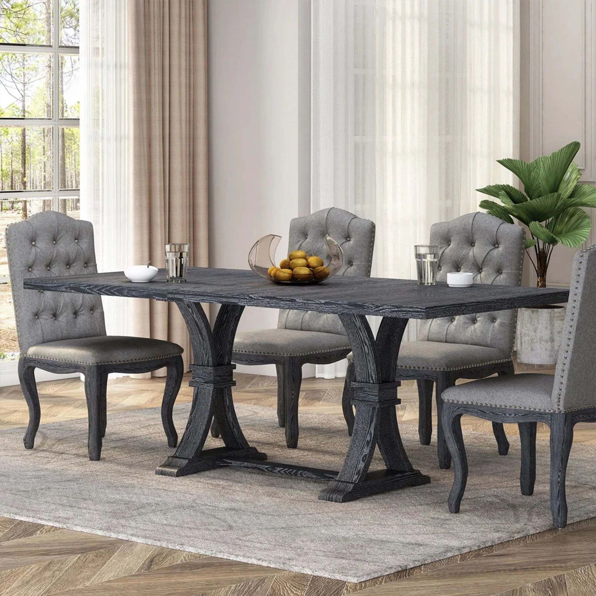 Devingo Extendable Dining Table Rustic Style - Gray - Image 3