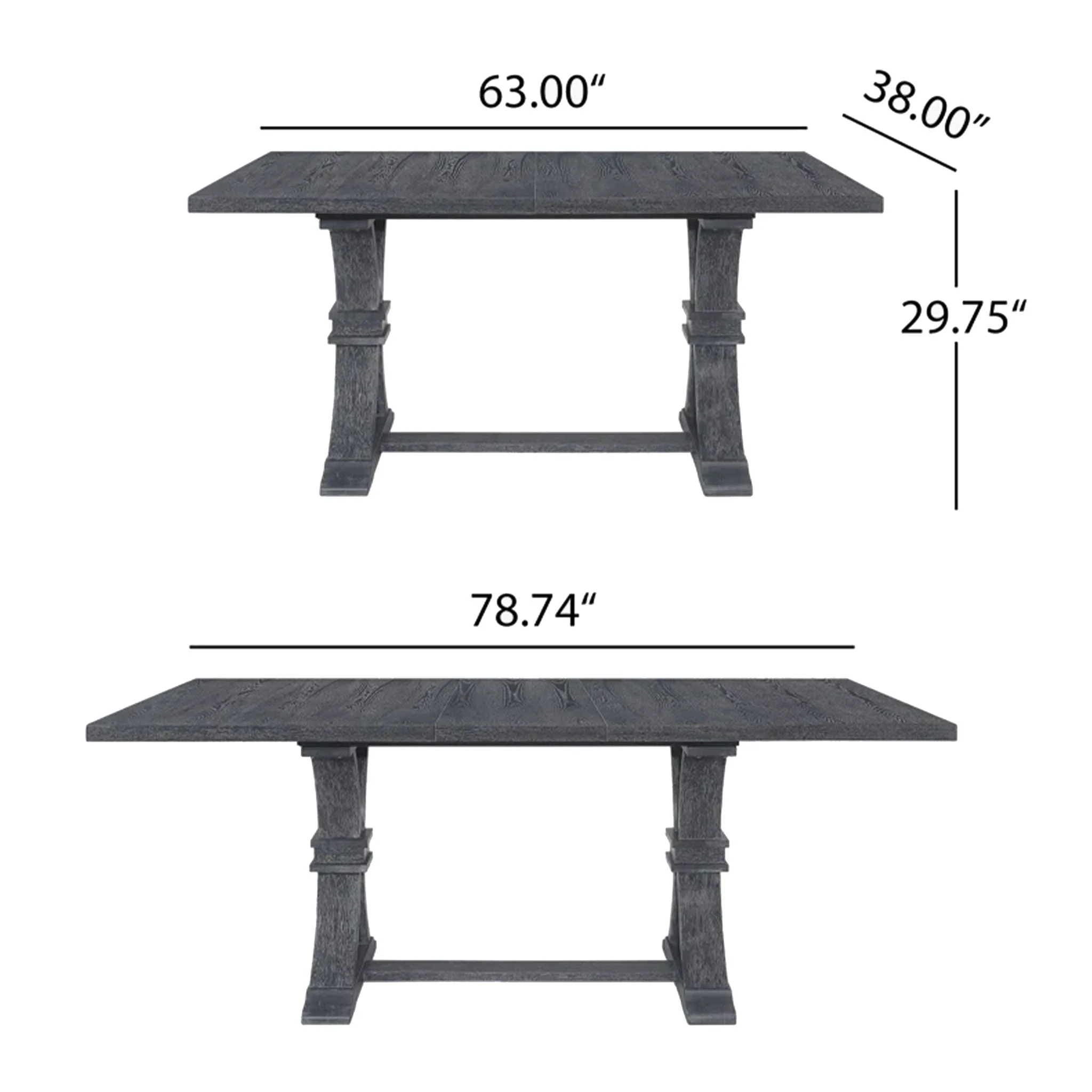 Devingo Extendable Dining Table Rustic Style - Gray - Image 4