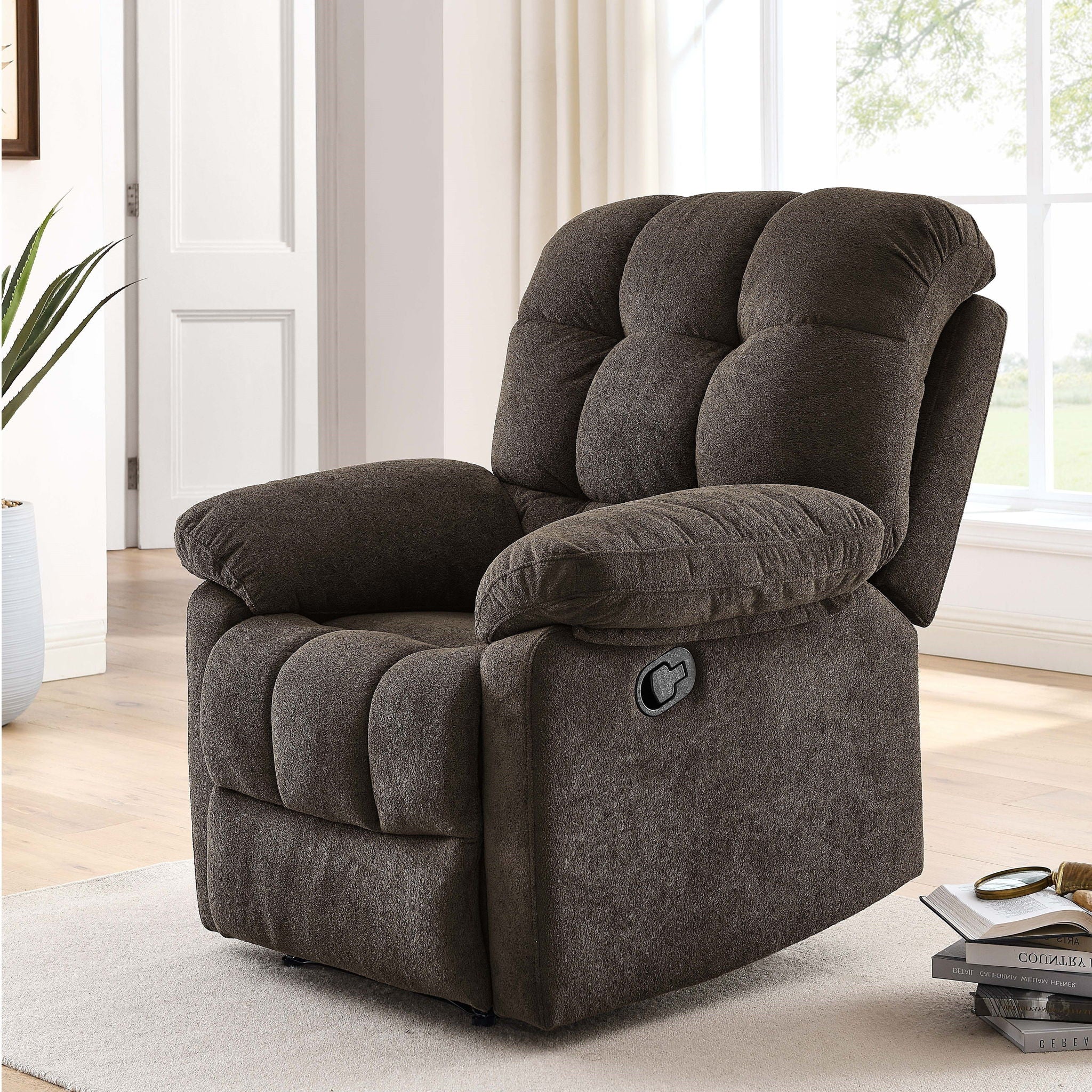 Devonaire - Manual Recliner With Padded Arms - Dark Brown - Image 2
