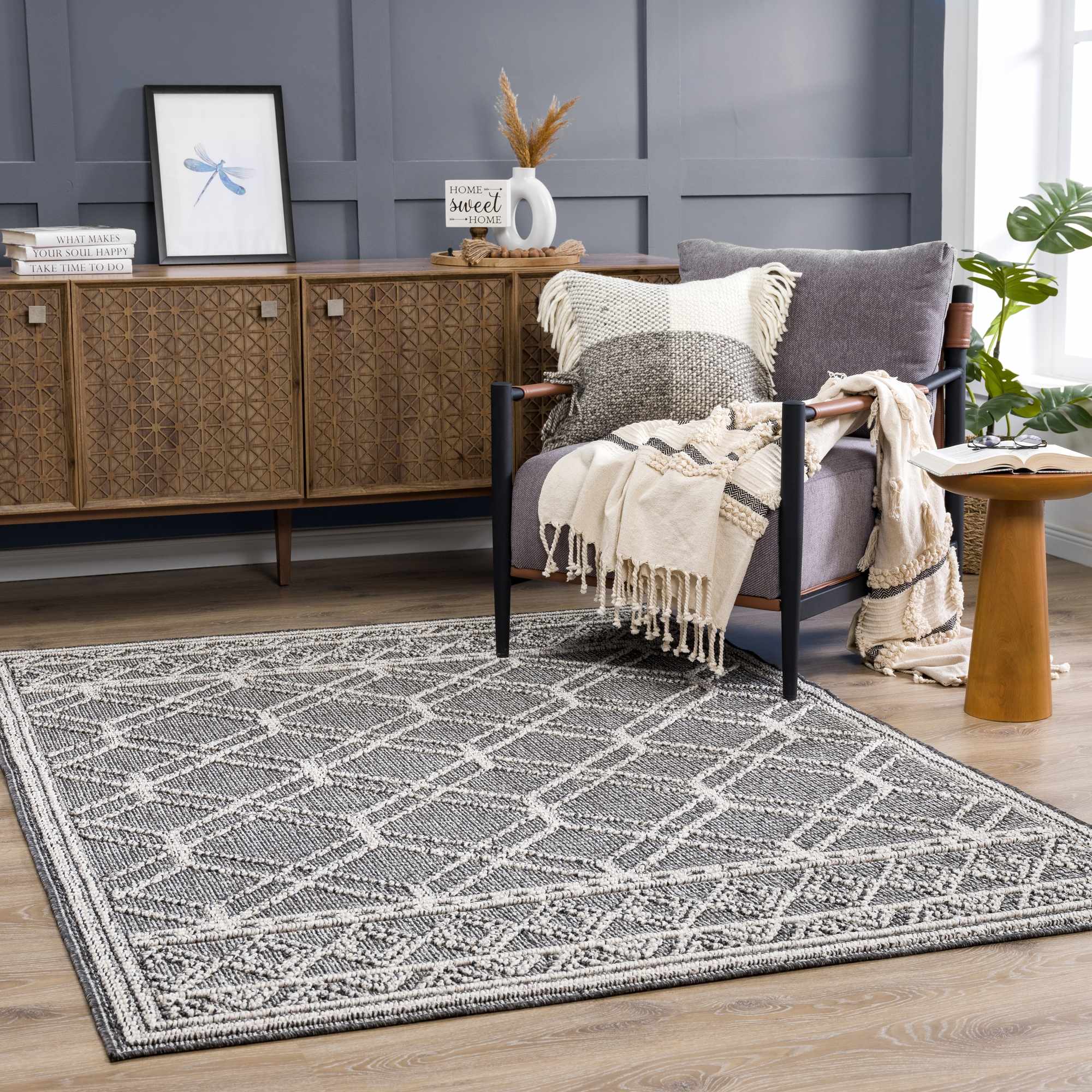 Diah Black & Bone Area Rug - Clearance - Image 4