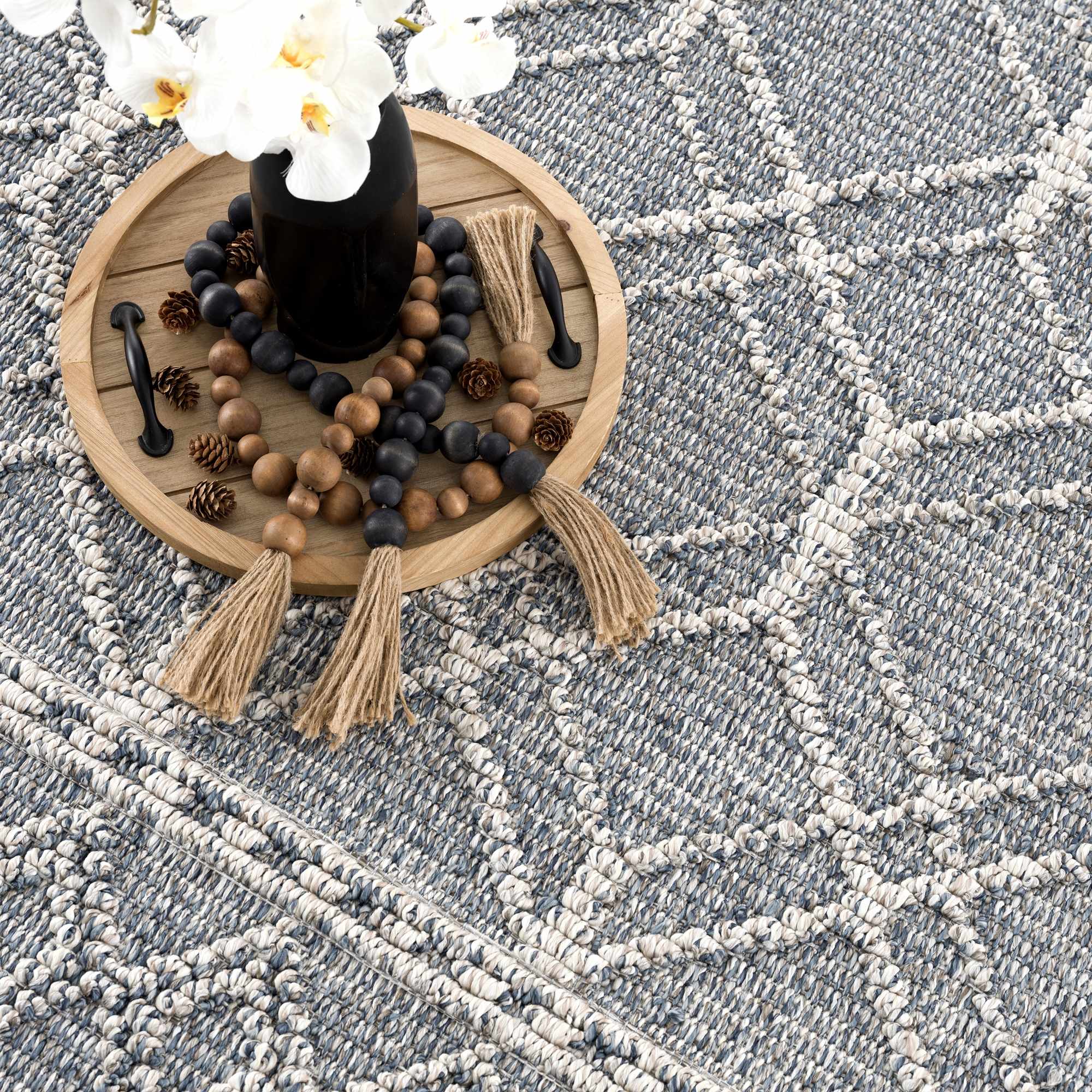 Diah Gray Blue & Bone Area Rug - Clearance - Image 12