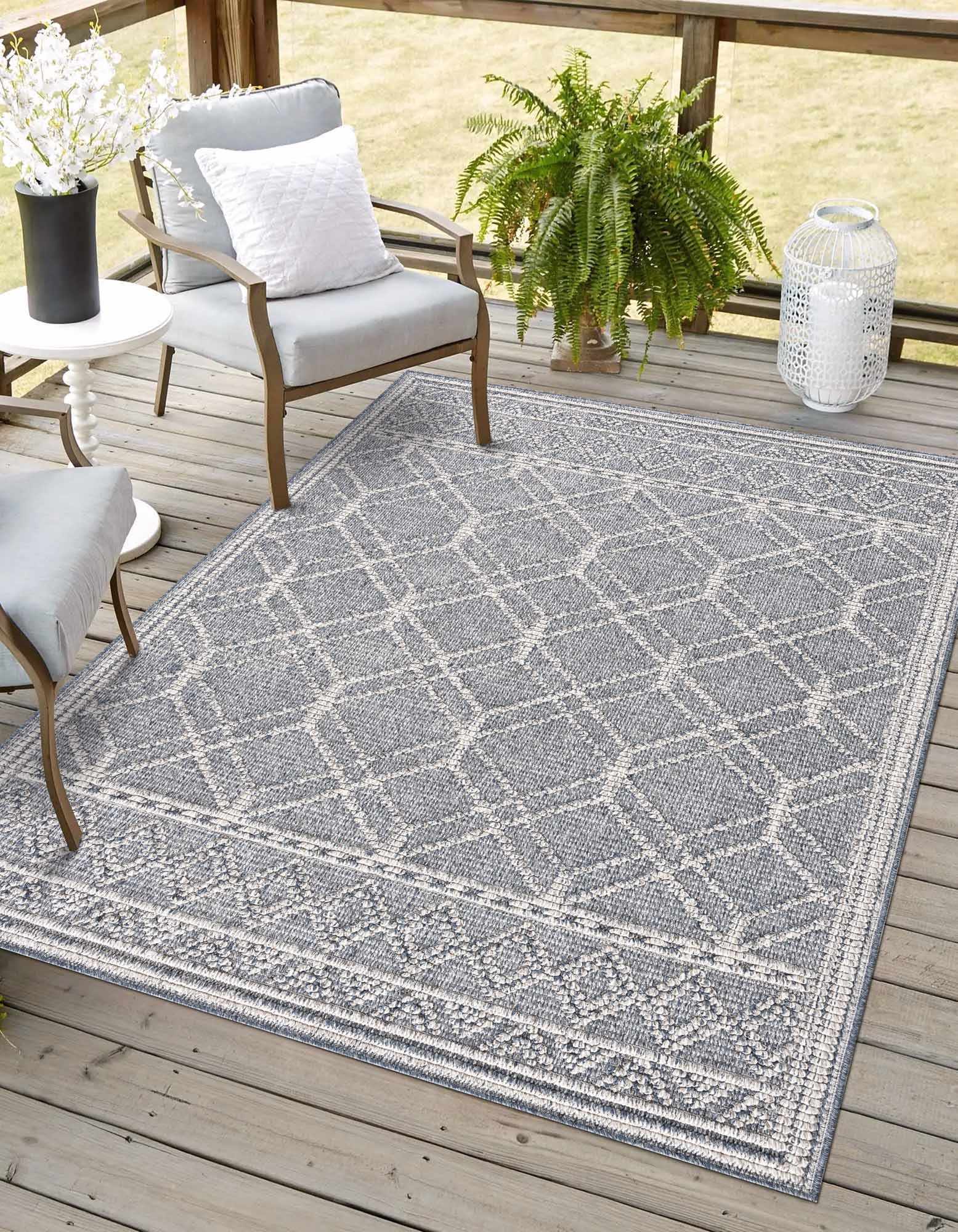 Diah Gray Blue & Bone Area Rug - Clearance - Image 2