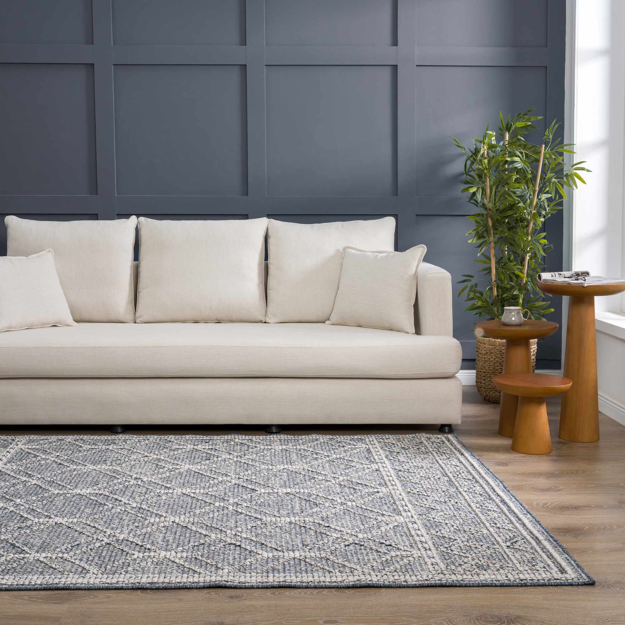Diah Gray Blue & Bone Area Rug - Clearance - Image 4