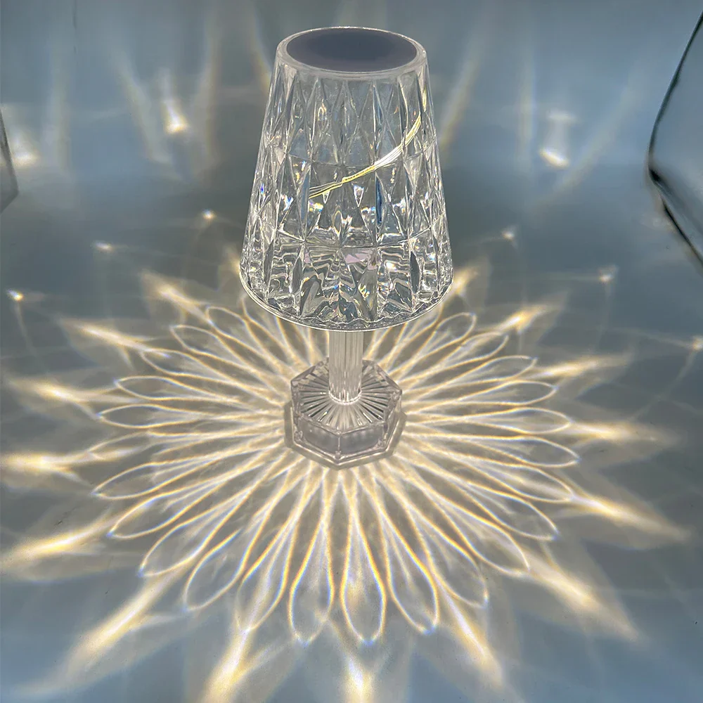 Diamond Crystal Projection Night Light USB Touch Control Bedside Desk Lamp Decor - Image 5