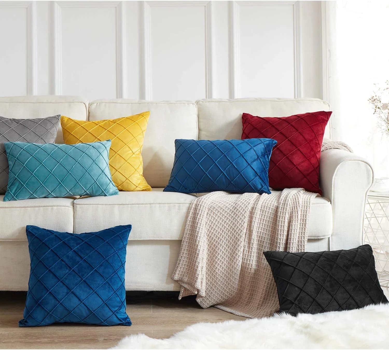 Diamond Cushion Throw Pillows (With Inserts) 18x18 , 12x20 and 20x20 inch pack of 2 throw pillows - Image 8