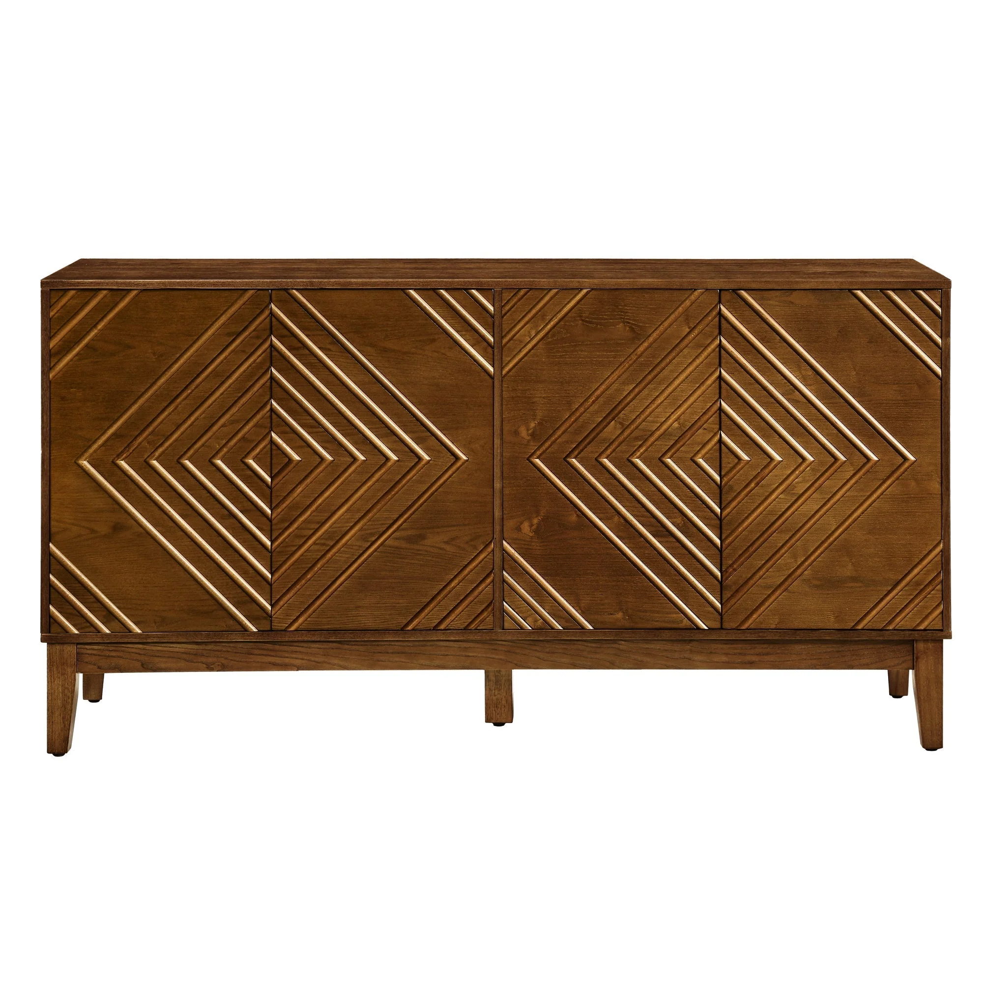 Diamond Fluted Sideboard Storage Cabinet with Adjustable Shelves - Image 11