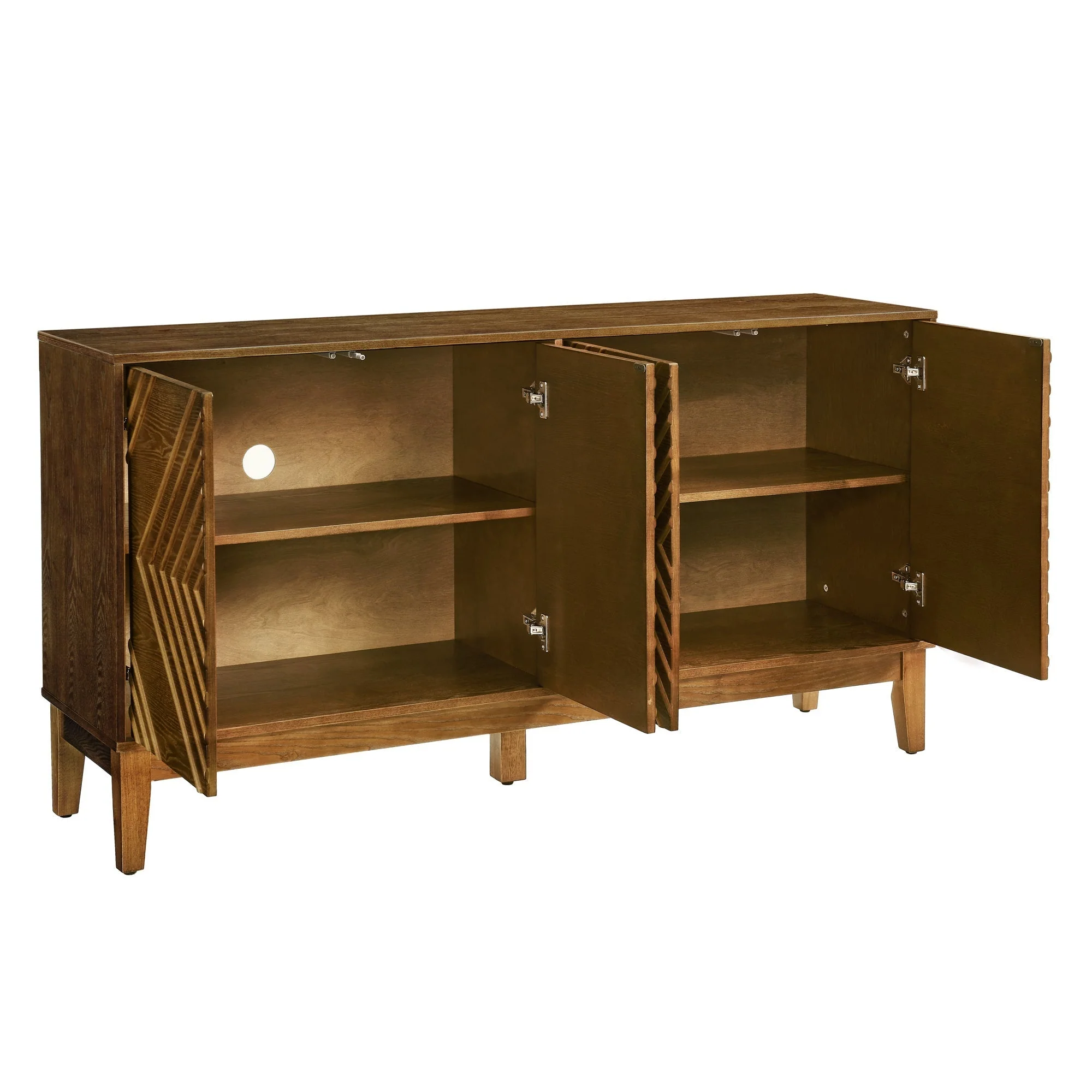 Diamond Fluted Sideboard Storage Cabinet with Adjustable Shelves - Image 3