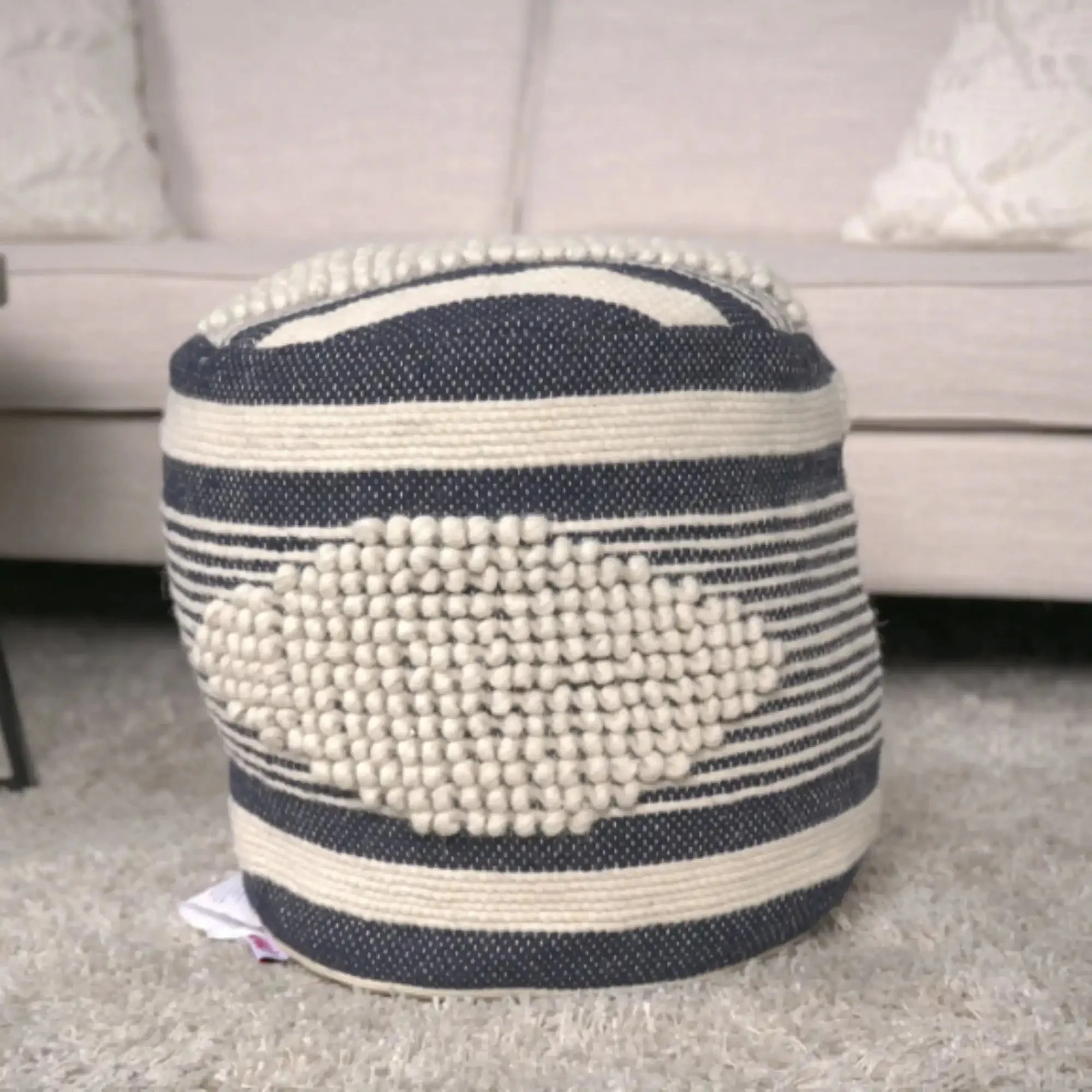 Diamond Handcrafted Cylindrical Pouf - Image 4