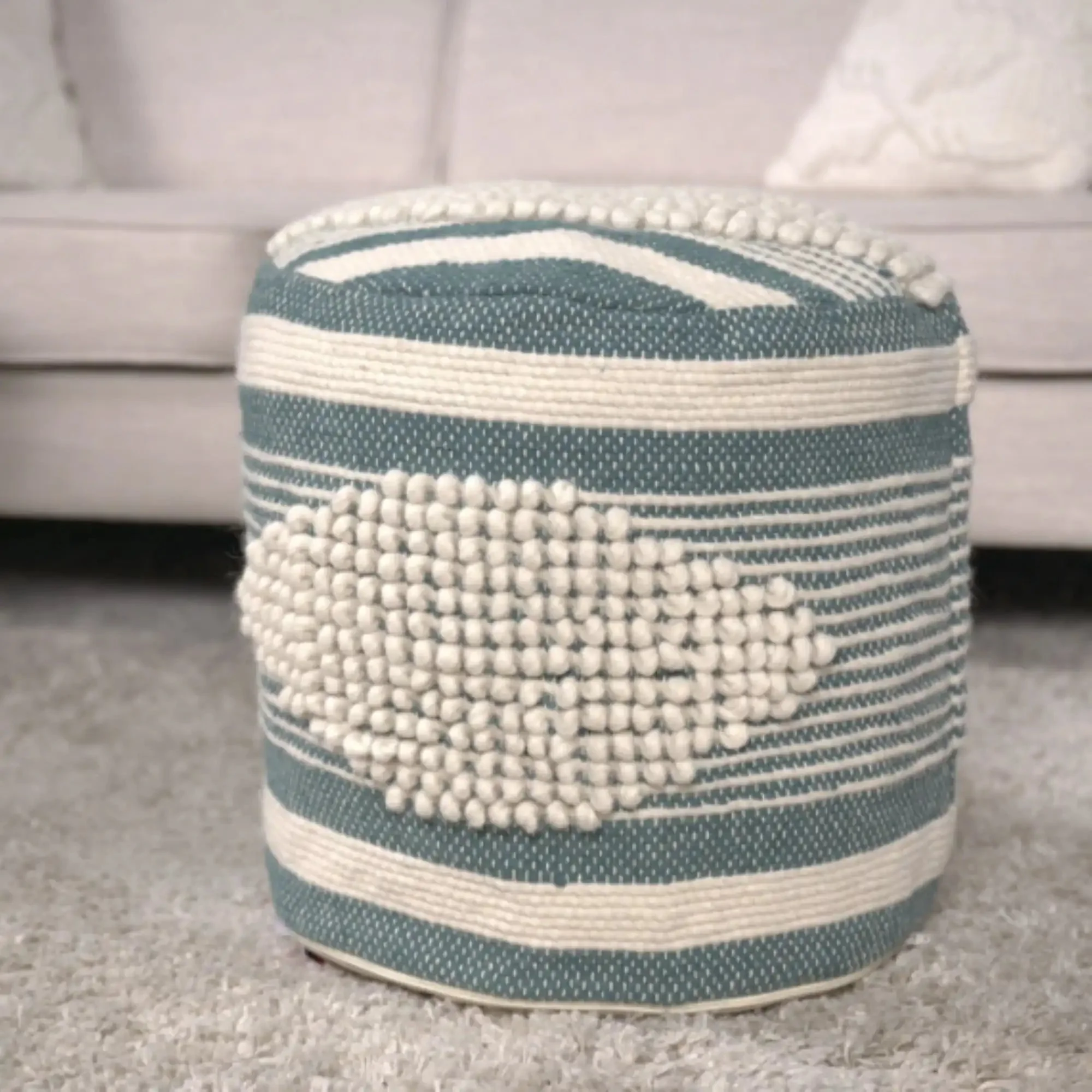 Diamond Handcrafted Cylindrical Pouf - Image 5