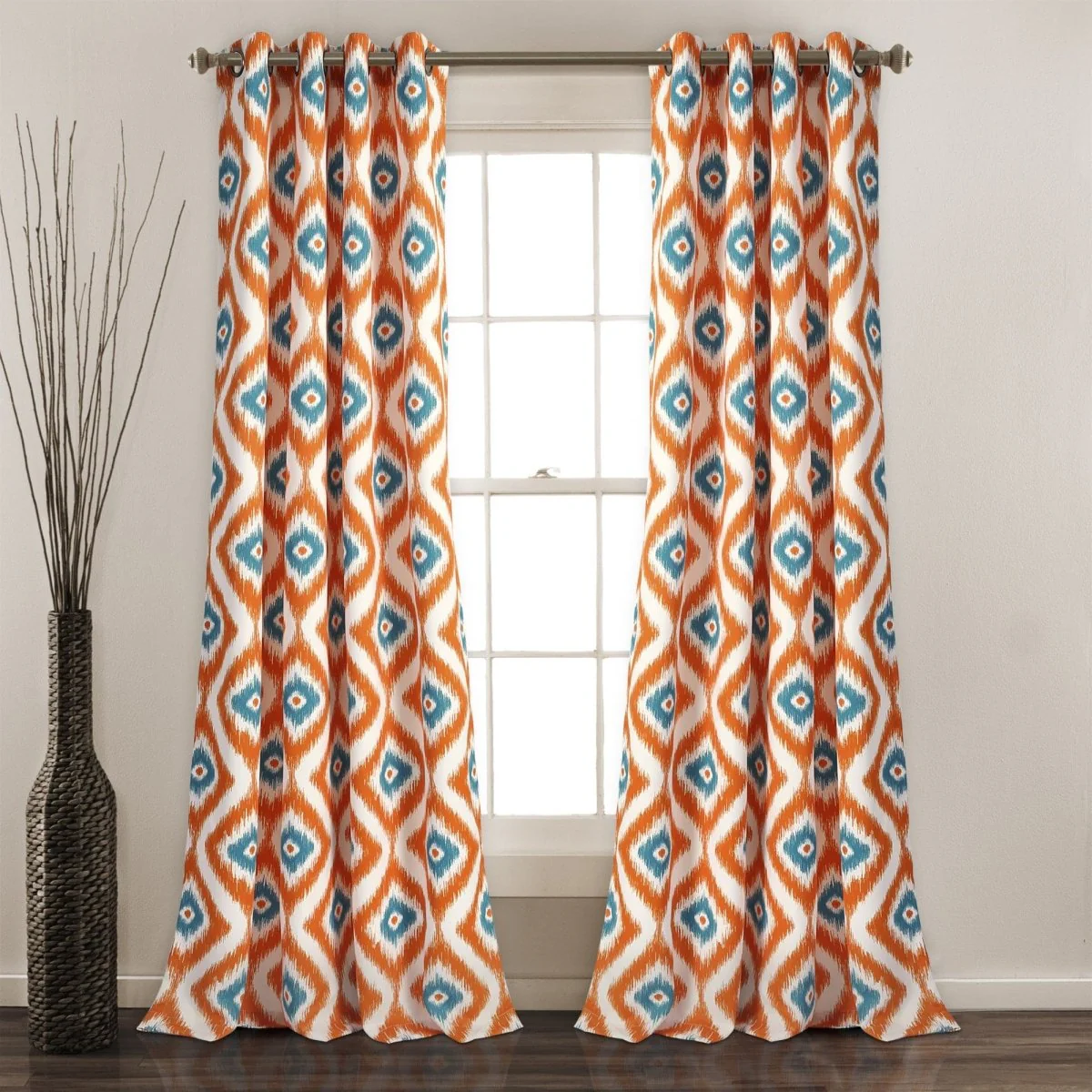 Diamond Ikat Light Filtering Window Curtain Set - Image 3