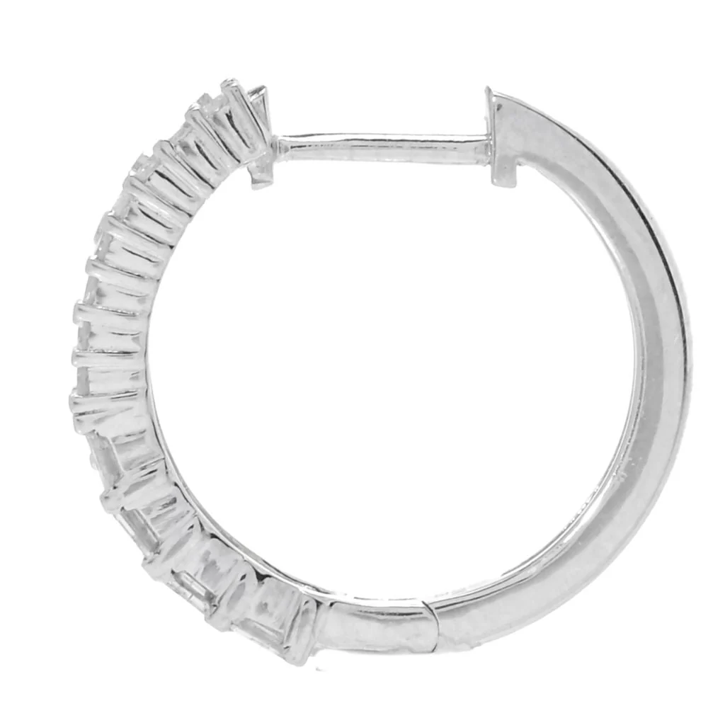 Diamond Treasures 0.35ctw Tapered Baguette & Round Diamond Hoop Earrings - Image 2