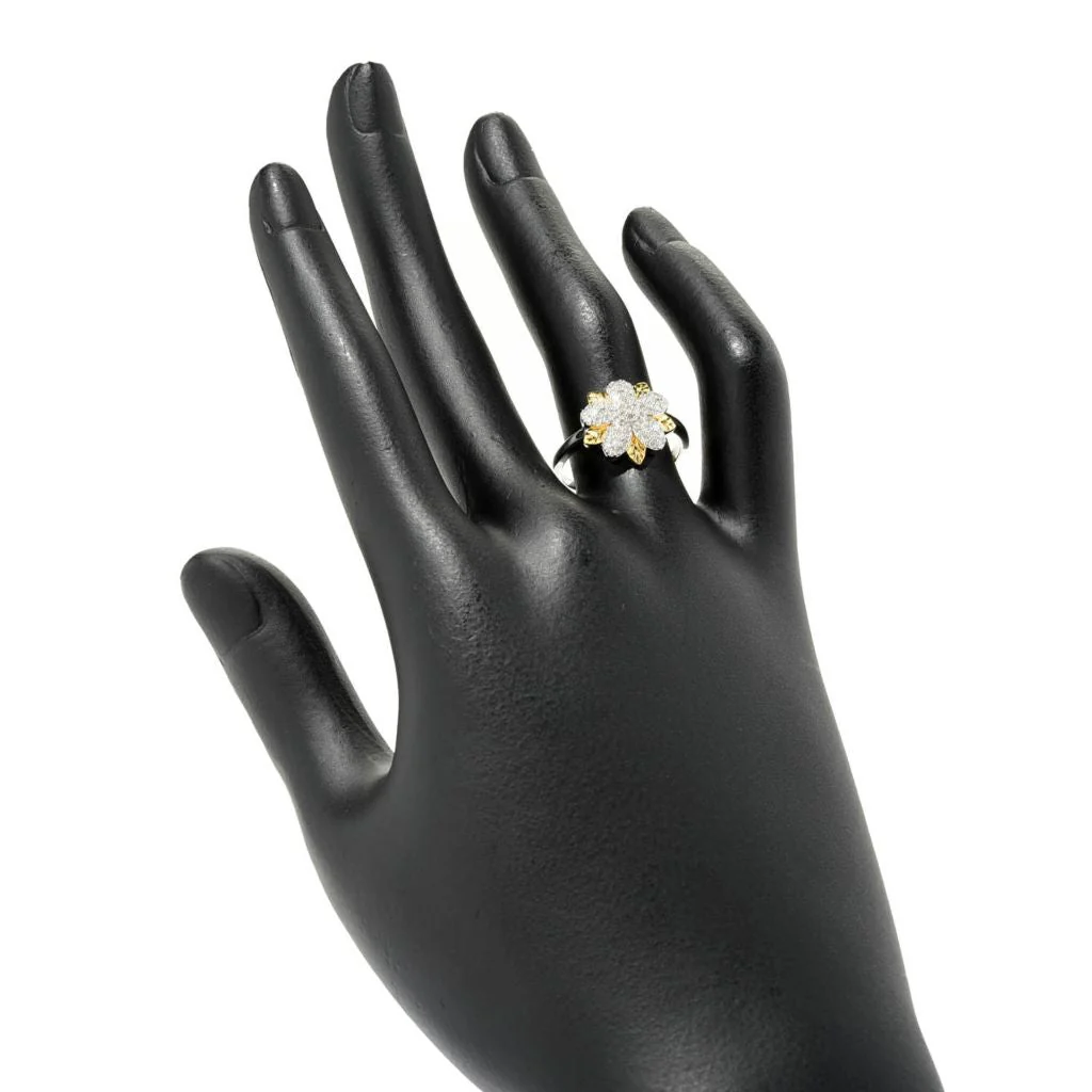 Diamond Treasures 18K Gold Accented 0.36ctw Diamond Flower Ring - Image 2