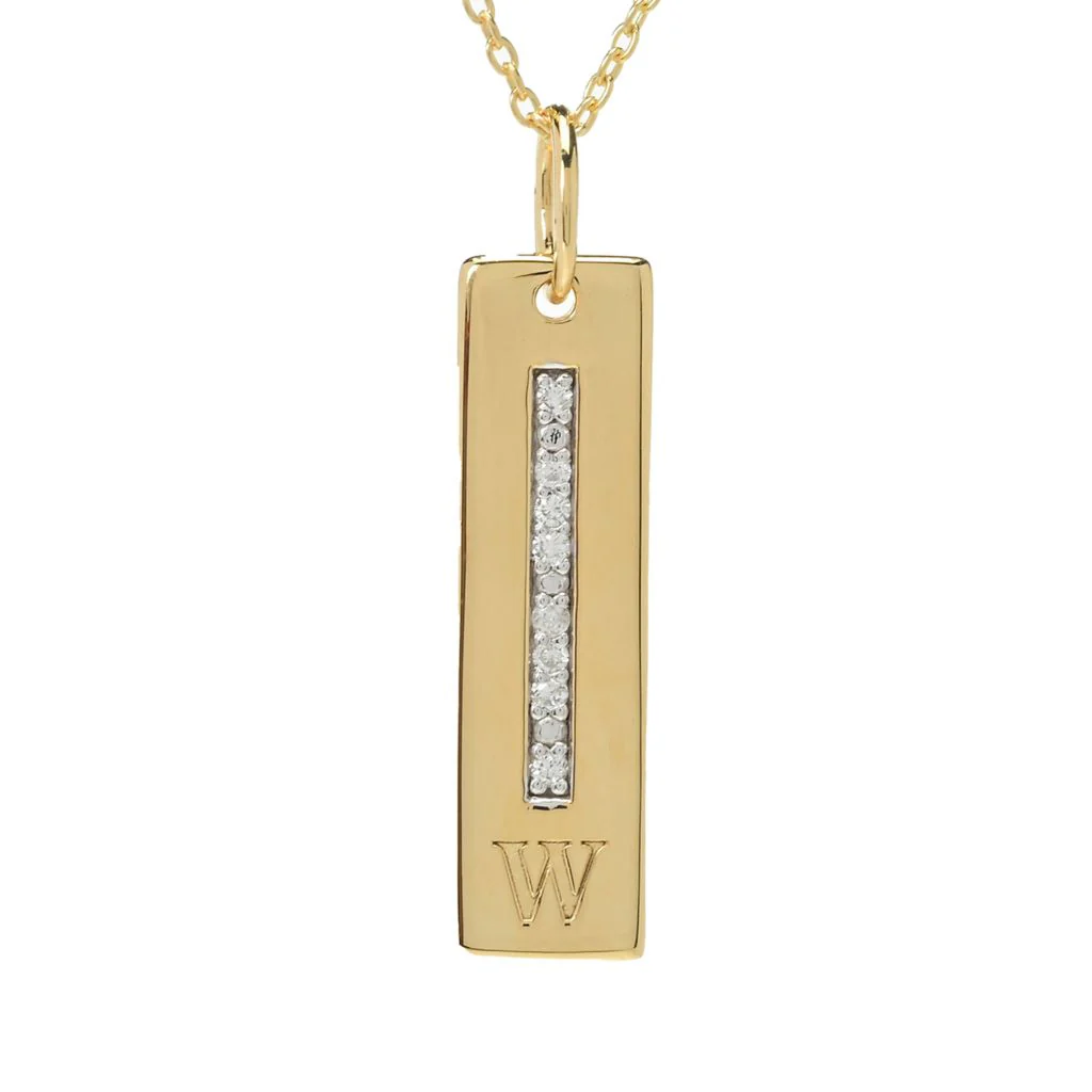 Diamond Treasures 18K Vermeil 0.08ctw Diamond Bar Initial Pendant w/ Chain - Image 13
