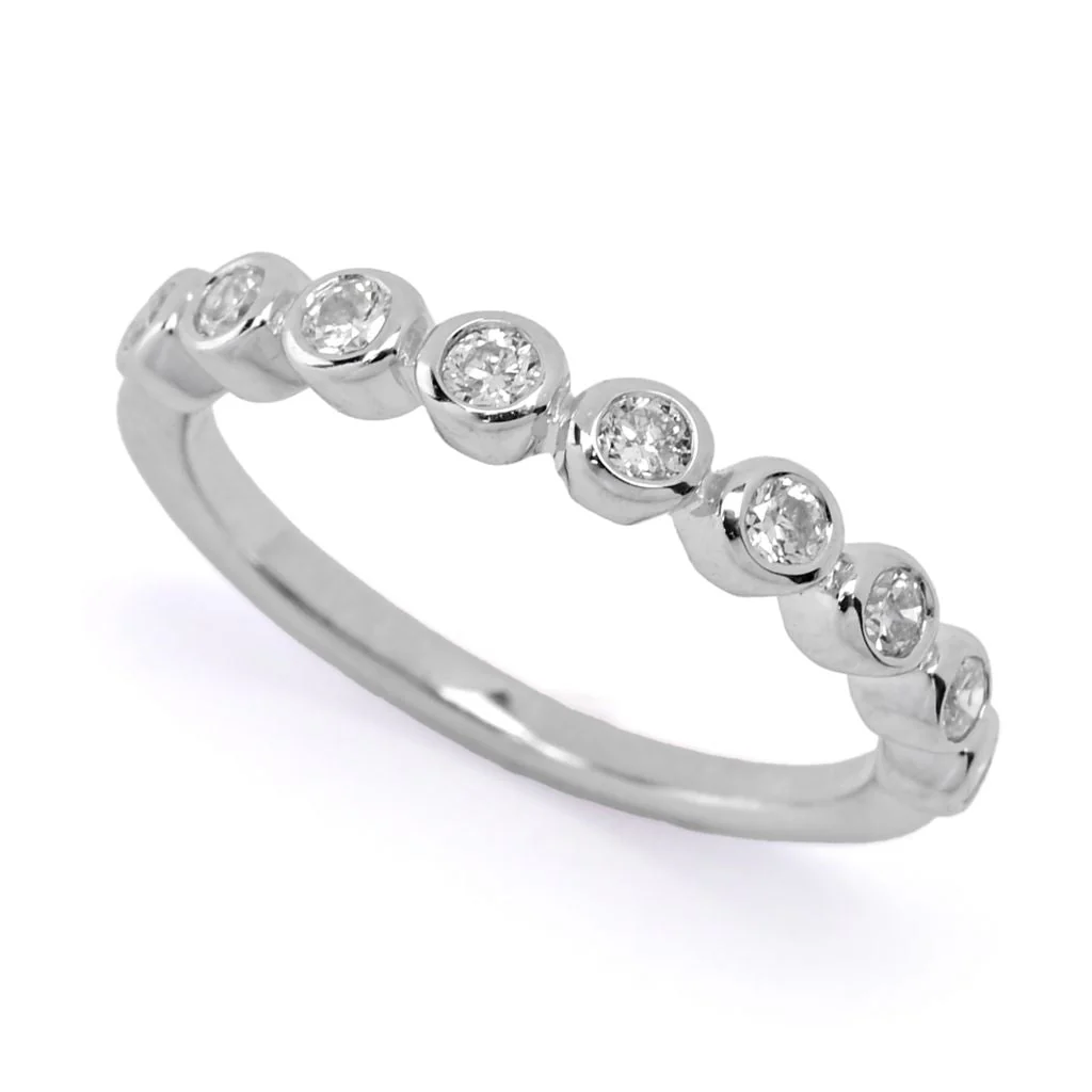 Diamond Treasures Sterling Silver 0.34ctw Bezel Set Diamond 9-Stone Ring - Image 5