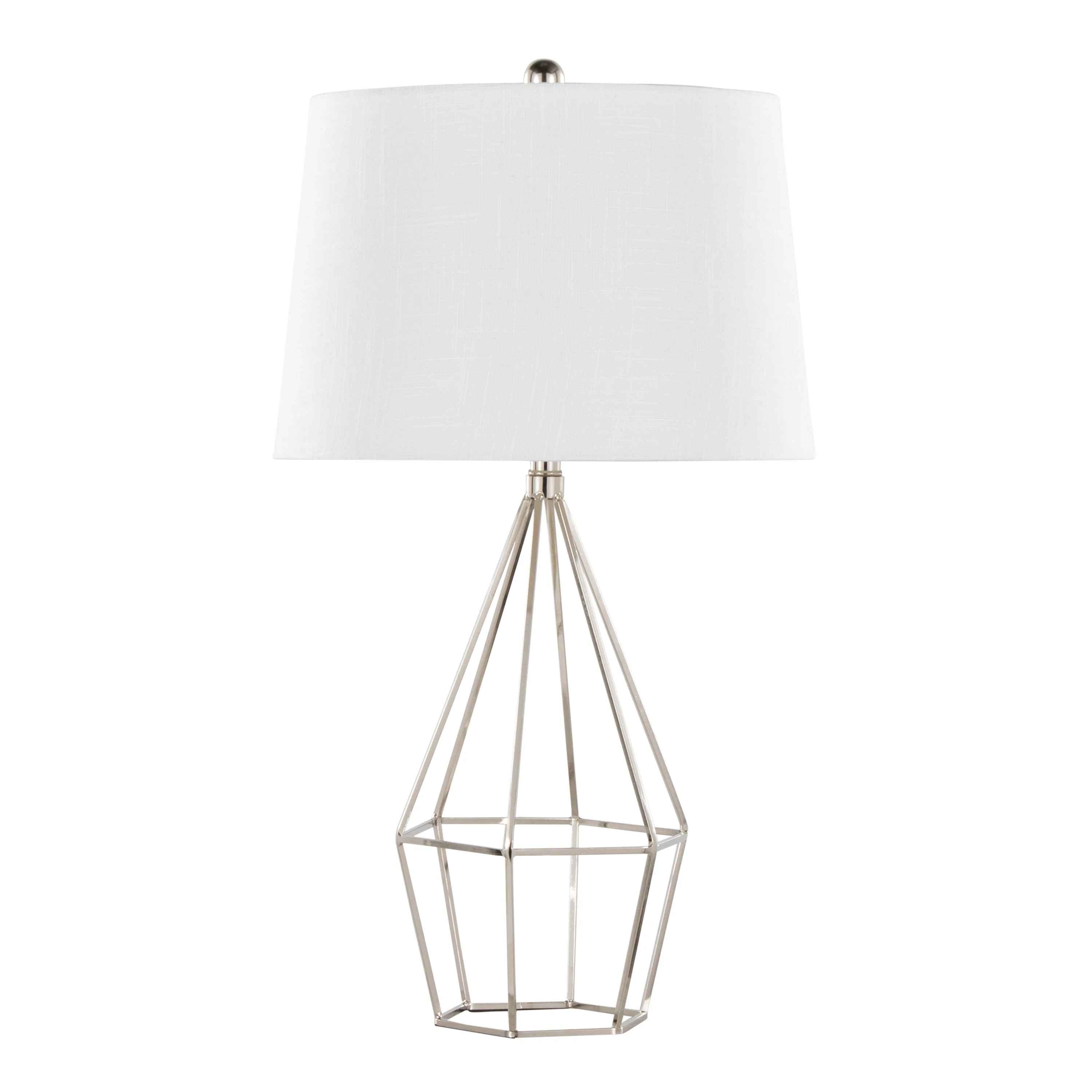 Diana 29" Contemporary Metal Table Lamp Set in Polished Nickel - Image 2