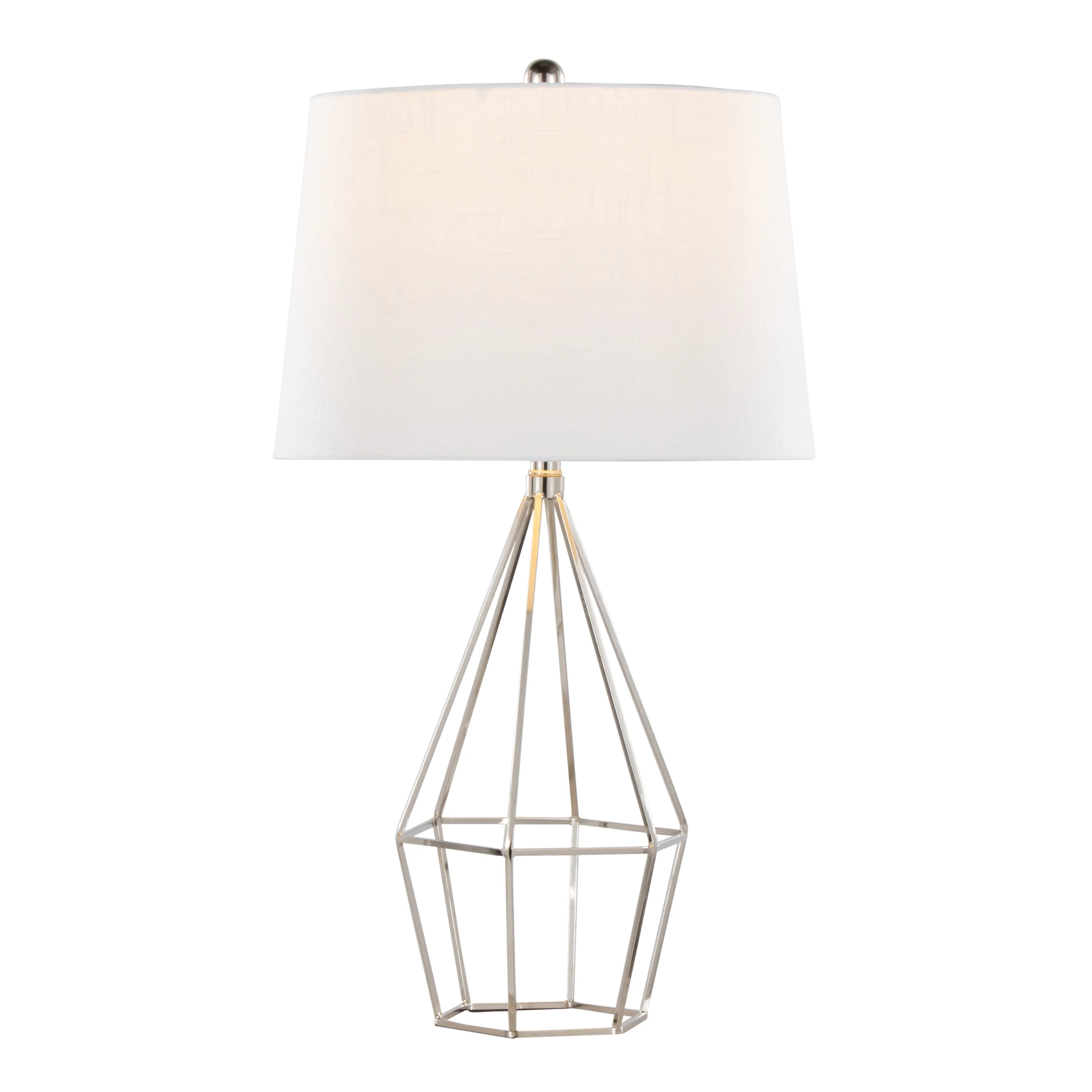 Diana 29" Contemporary Metal Table Lamp Set in Polished Nickel - Image 3