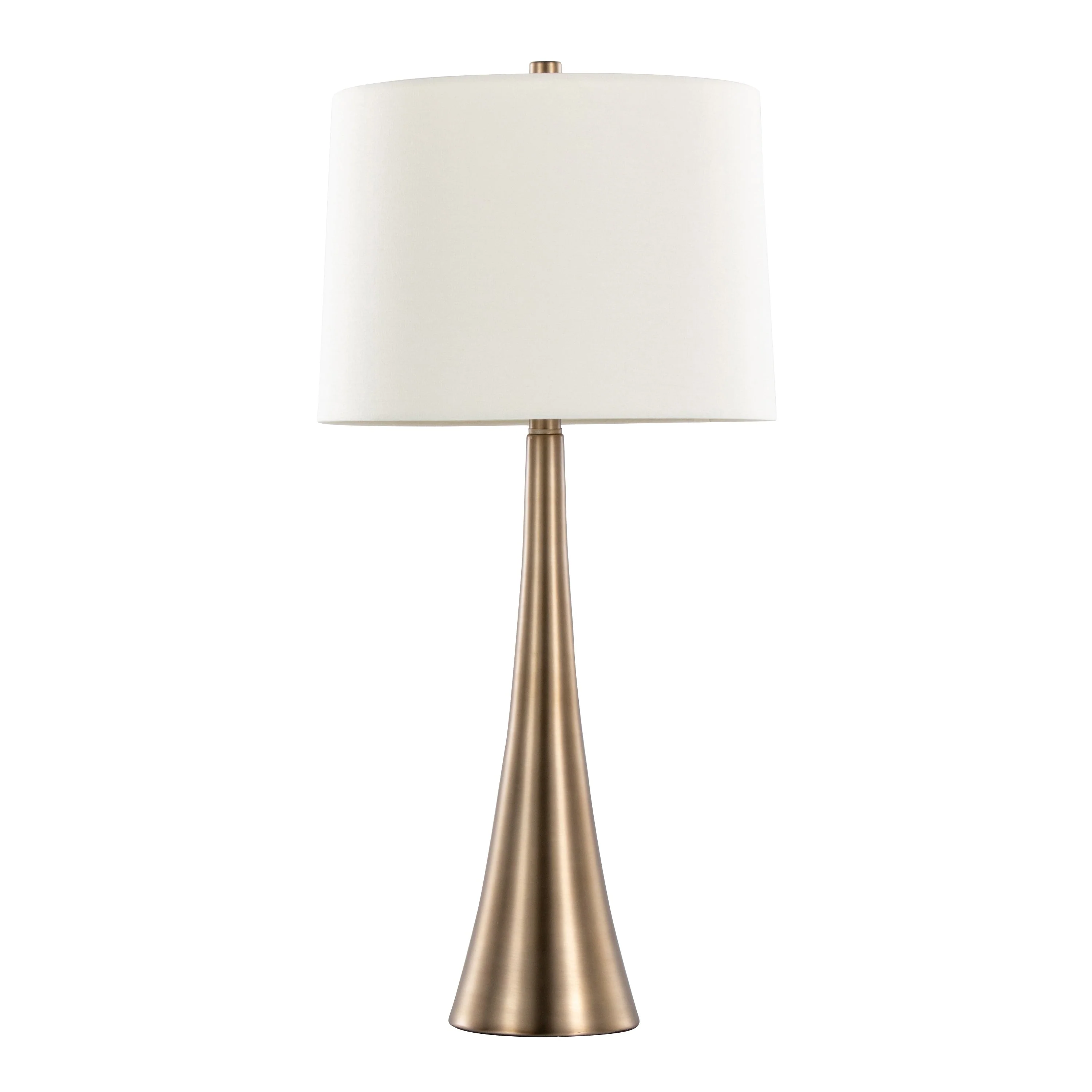 Diana 29" Contemporary Metal Table Lamp Set - Matte Golden Bronze & White Linen Shade - Image 2