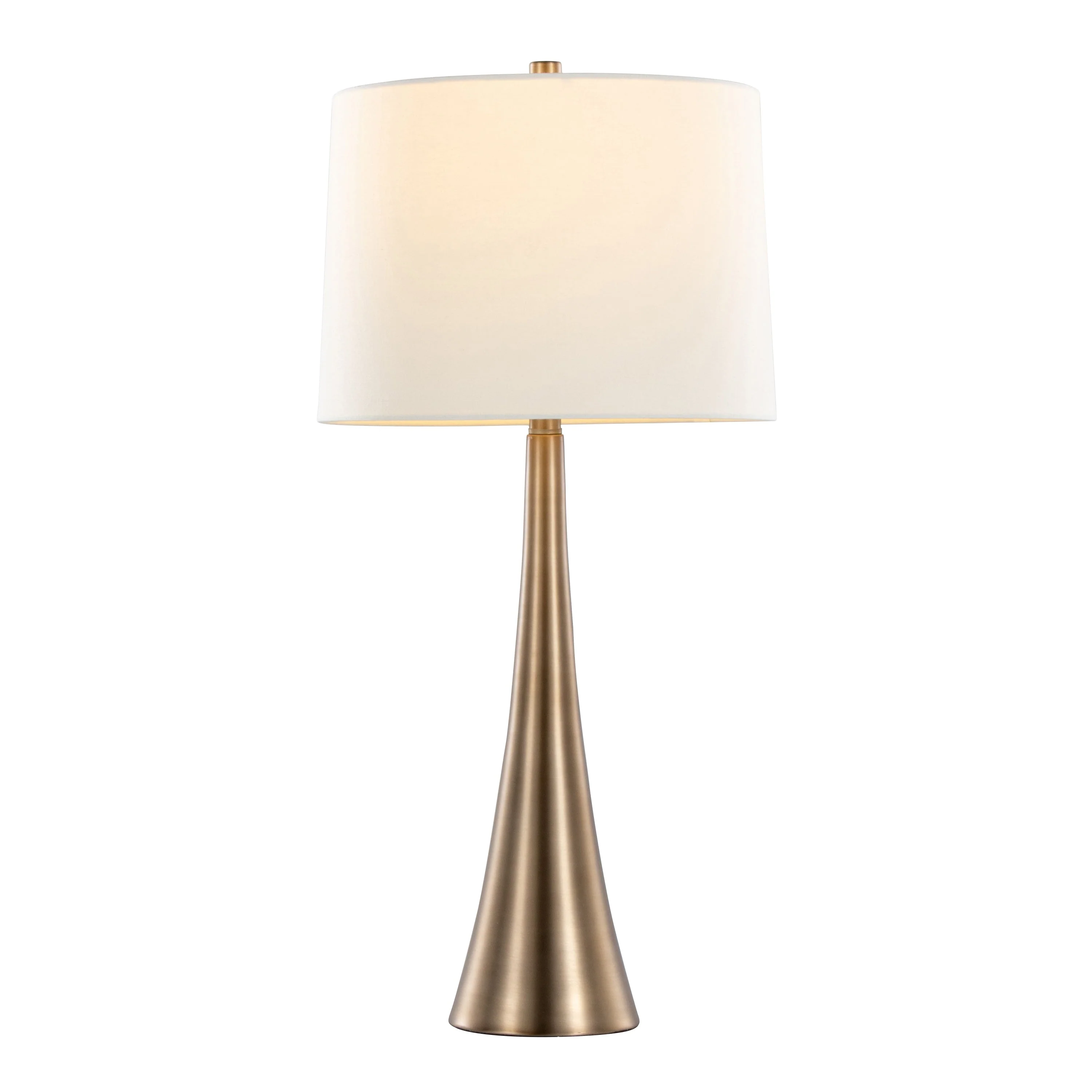 Diana 29" Contemporary Metal Table Lamp Set - Matte Golden Bronze & White Linen Shade - Image 3