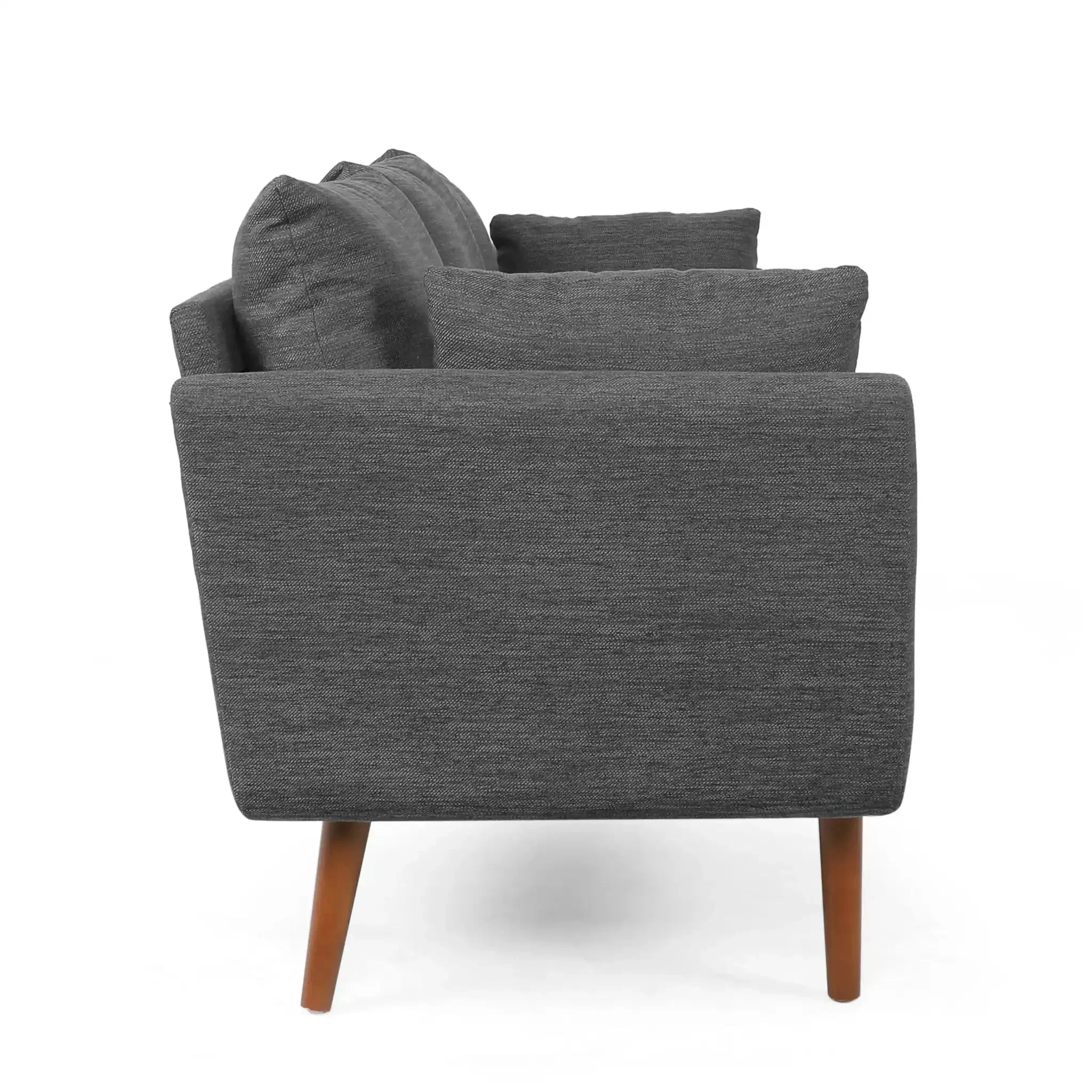 Diaphanous - Upholstered 3 Seater Sofa With 2 Accent Pillows And Wood Legs - Image 11