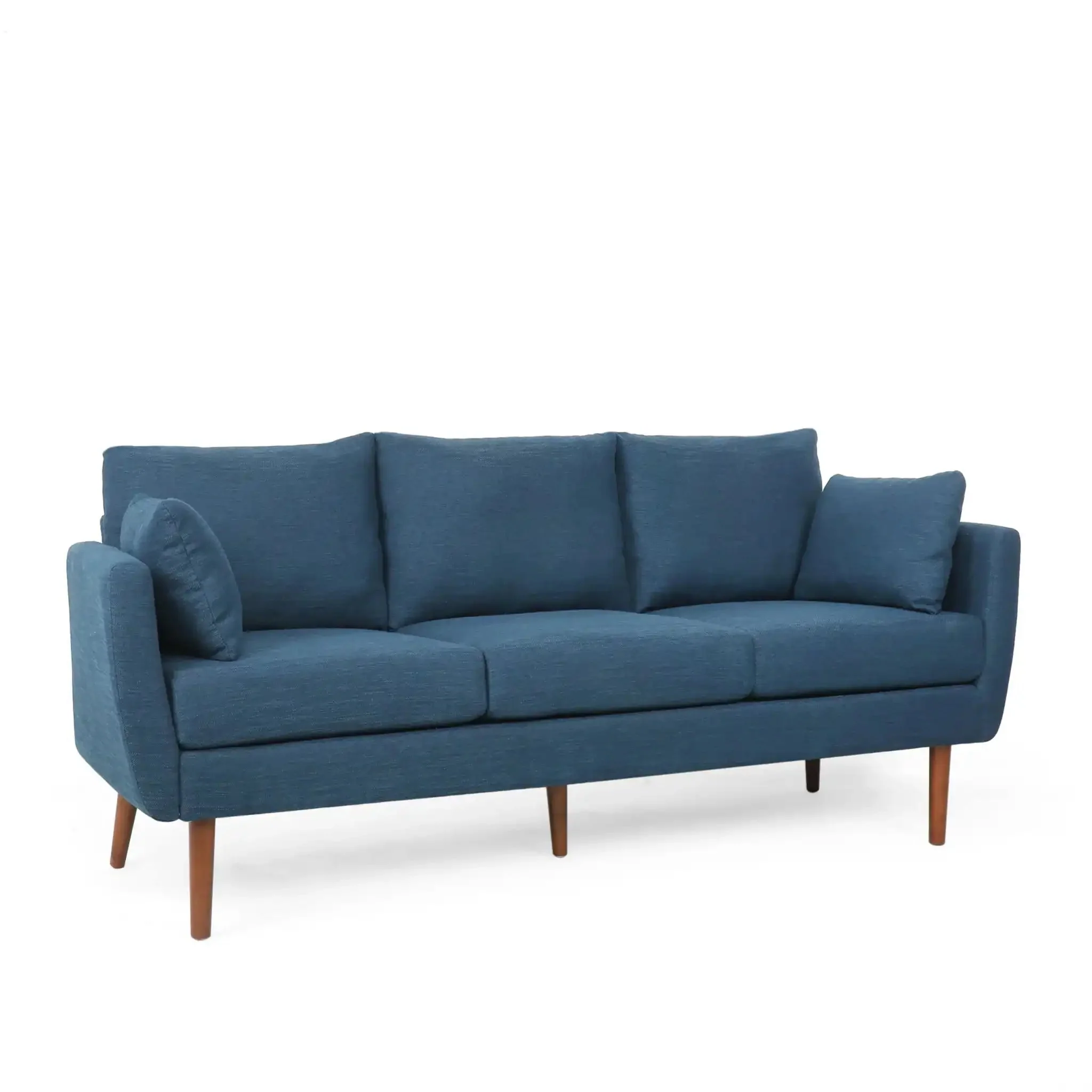 Diaphanous - Upholstered 3 Seater Sofa With 2 Accent Pillows And Wood Legs - Image 3