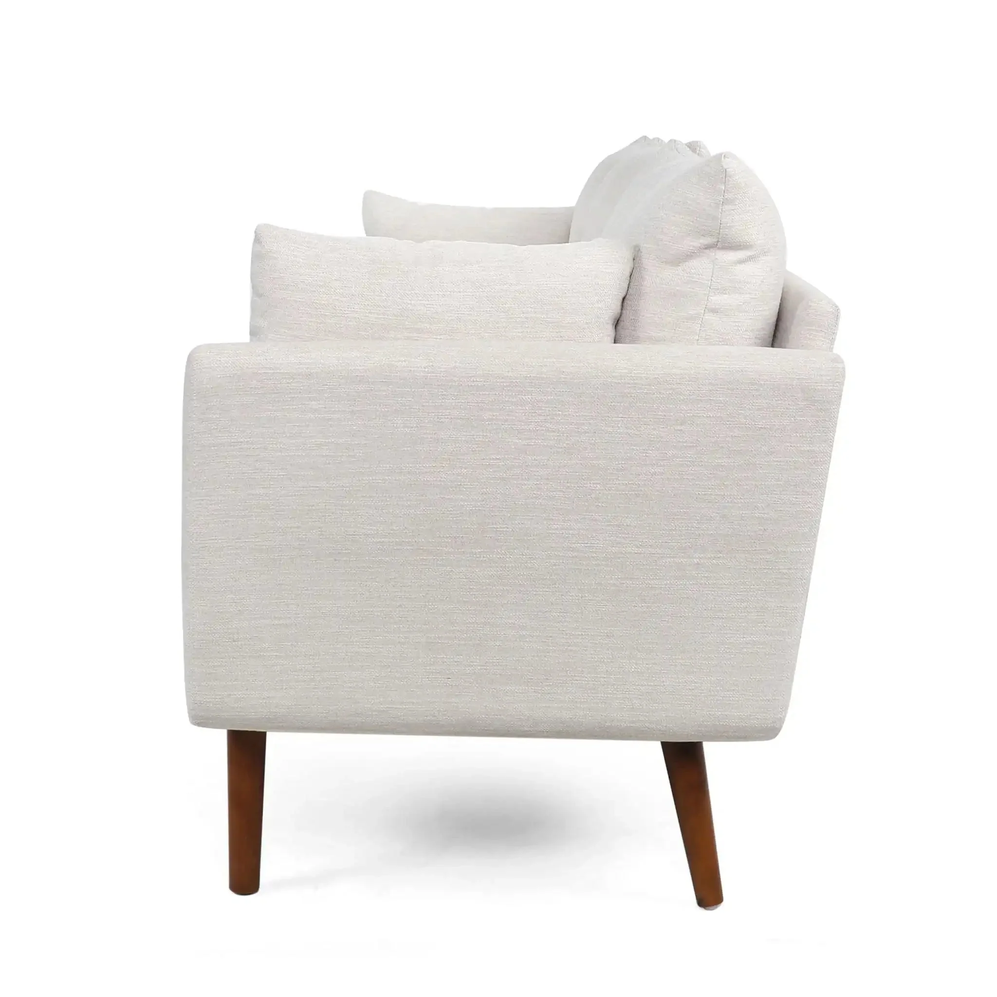 Diaphanous - Upholstered 3 Seater Sofa With 2 Accent Pillows And Wood Legs - Image 5
