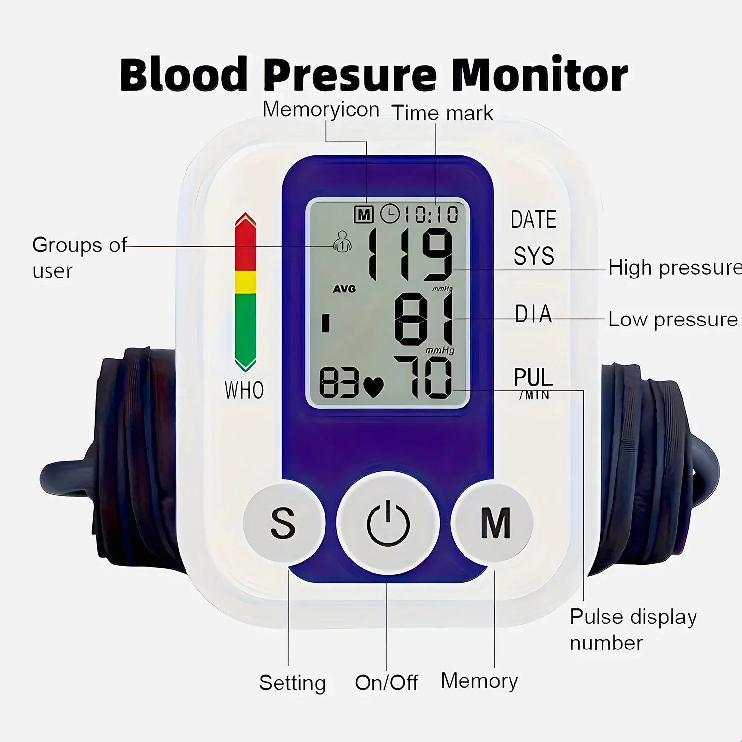 Digital Arm Cuff Device – Automatic LCD Display with USB Power and Wraparound Fit - Image 5