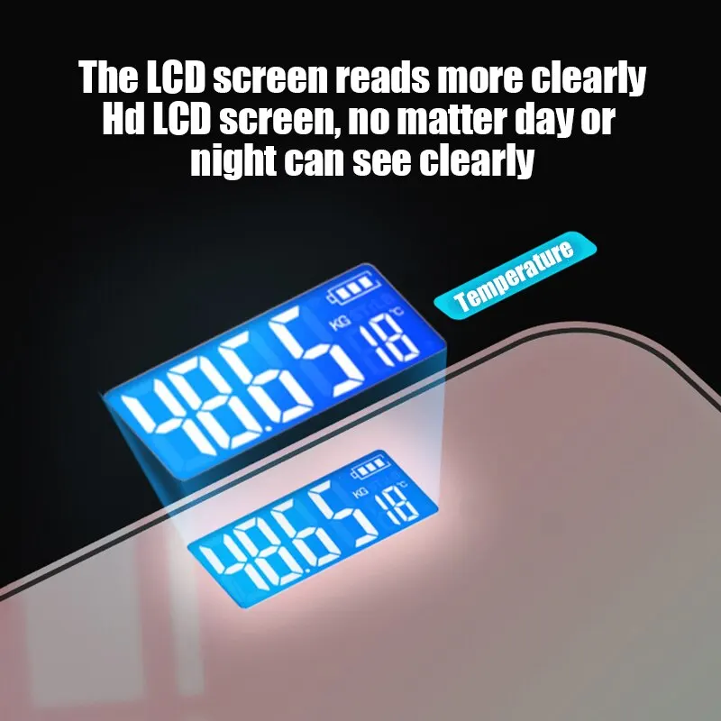 Digital Bathroom Scale Glass LED Display Body Weight Scale Smart Electronic Balance - Image 3