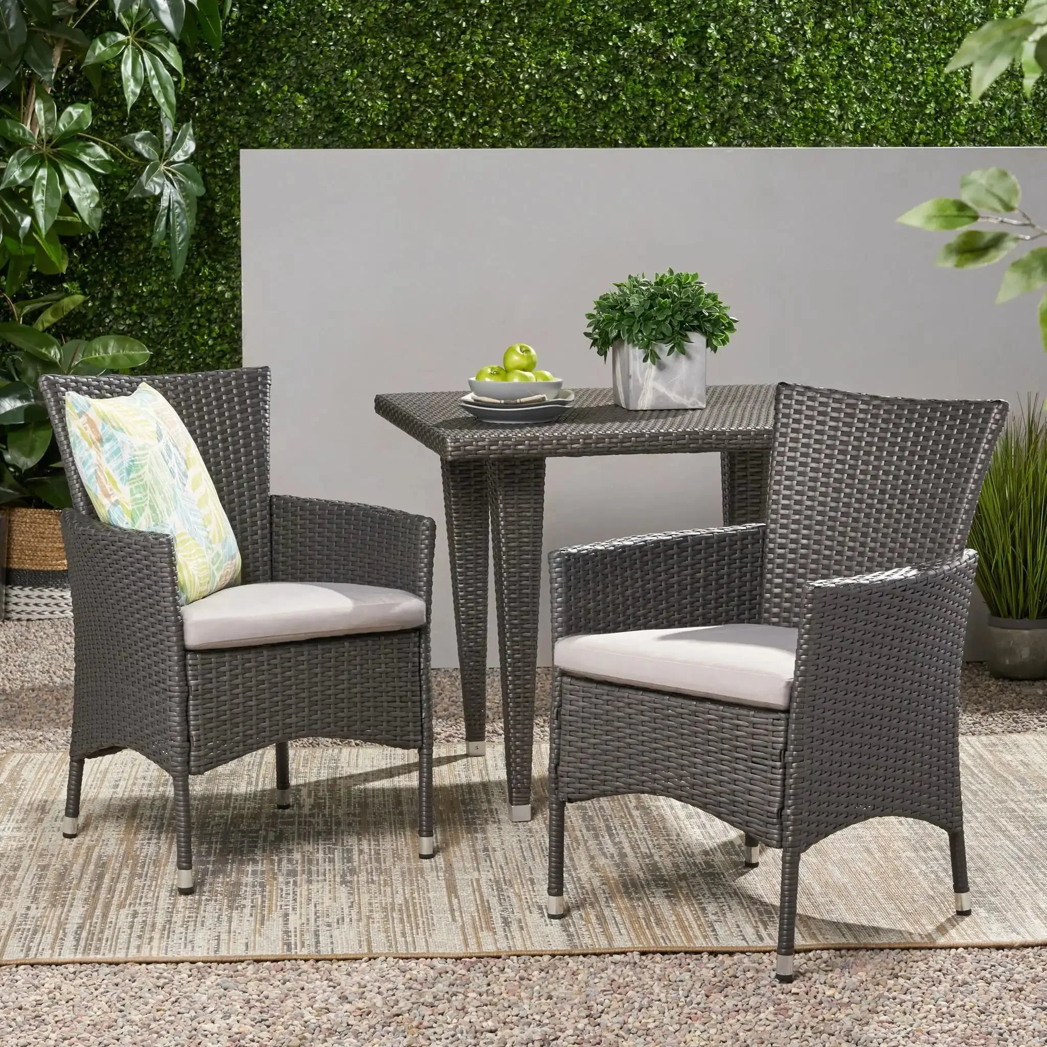 Dimensional Outdoor Dining Chair With Cushion Seat And Iron Frame (Set of 2) - Image 2