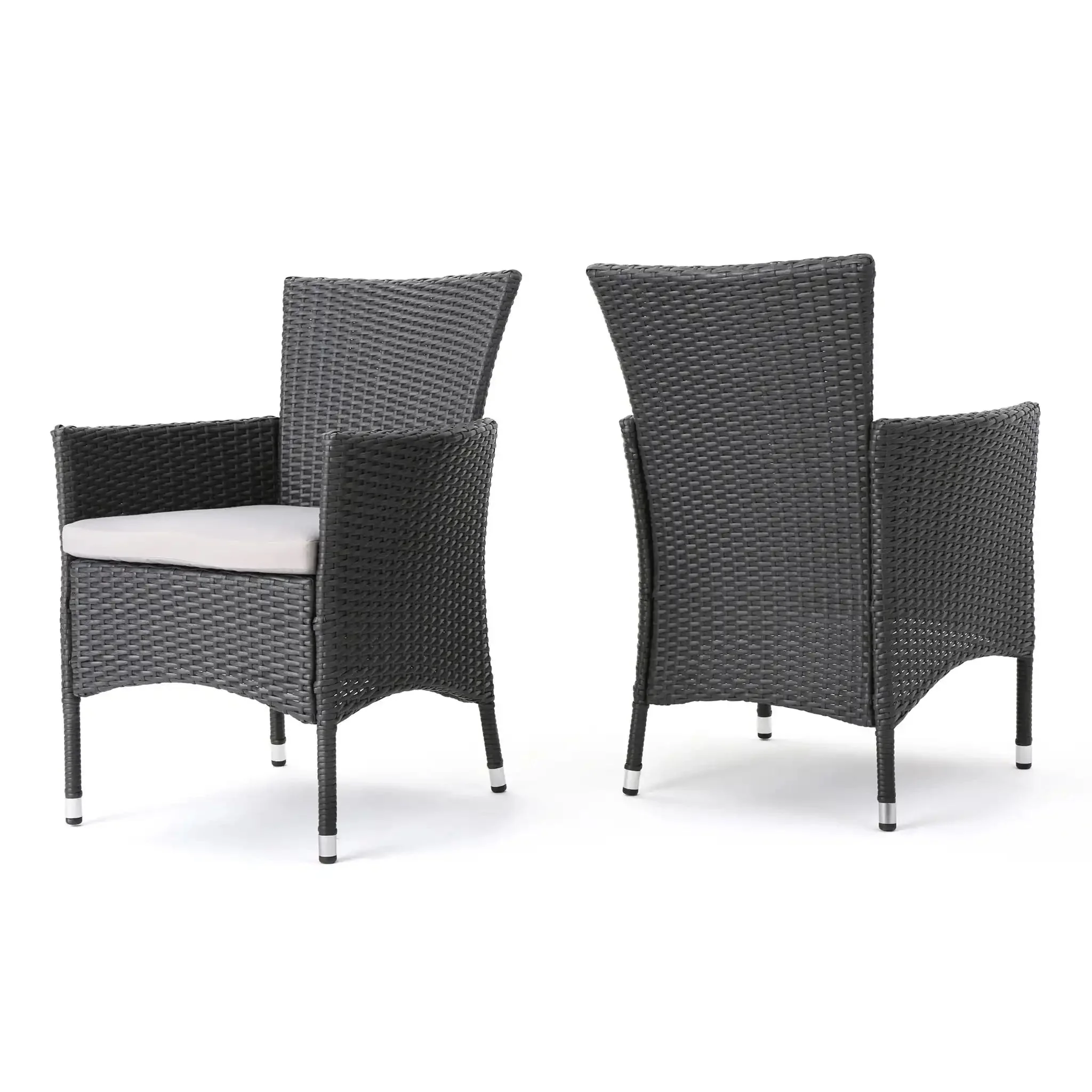 Dimensional Outdoor Dining Chair With Cushion Seat And Iron Frame (Set of 2) - Image 3