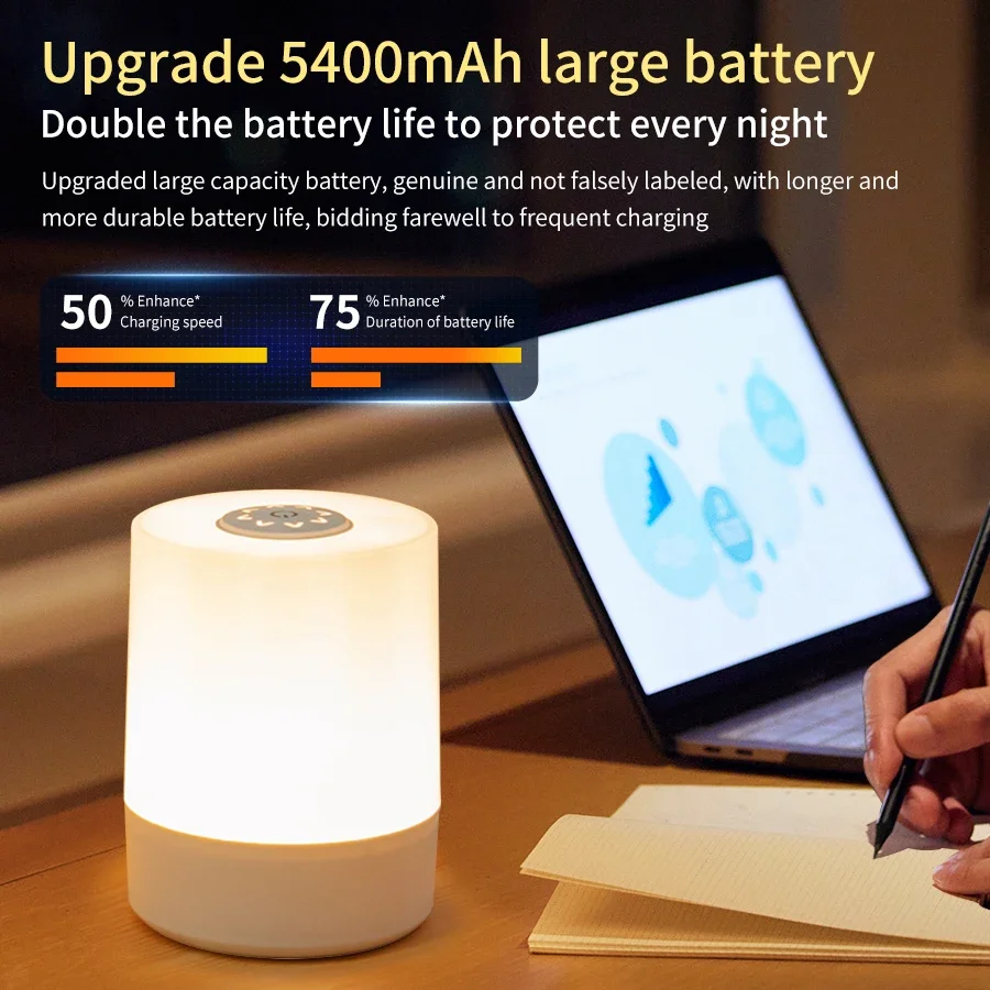 Dimmable LED Bedside Lamp – Touch Control Rechargeable Night Light for Bedroom Use - Image 3