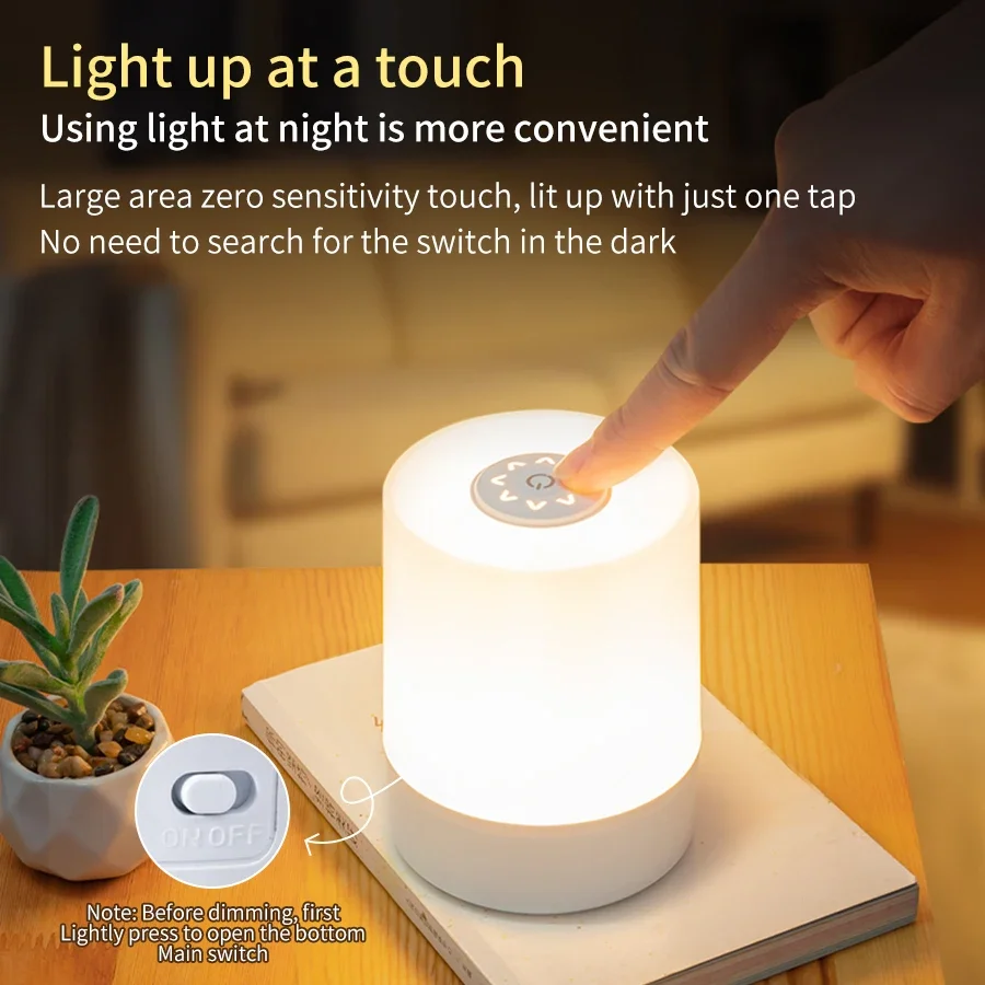 Dimmable LED Bedside Lamp – Touch Control Rechargeable Night Light for Bedroom Use - Image 4